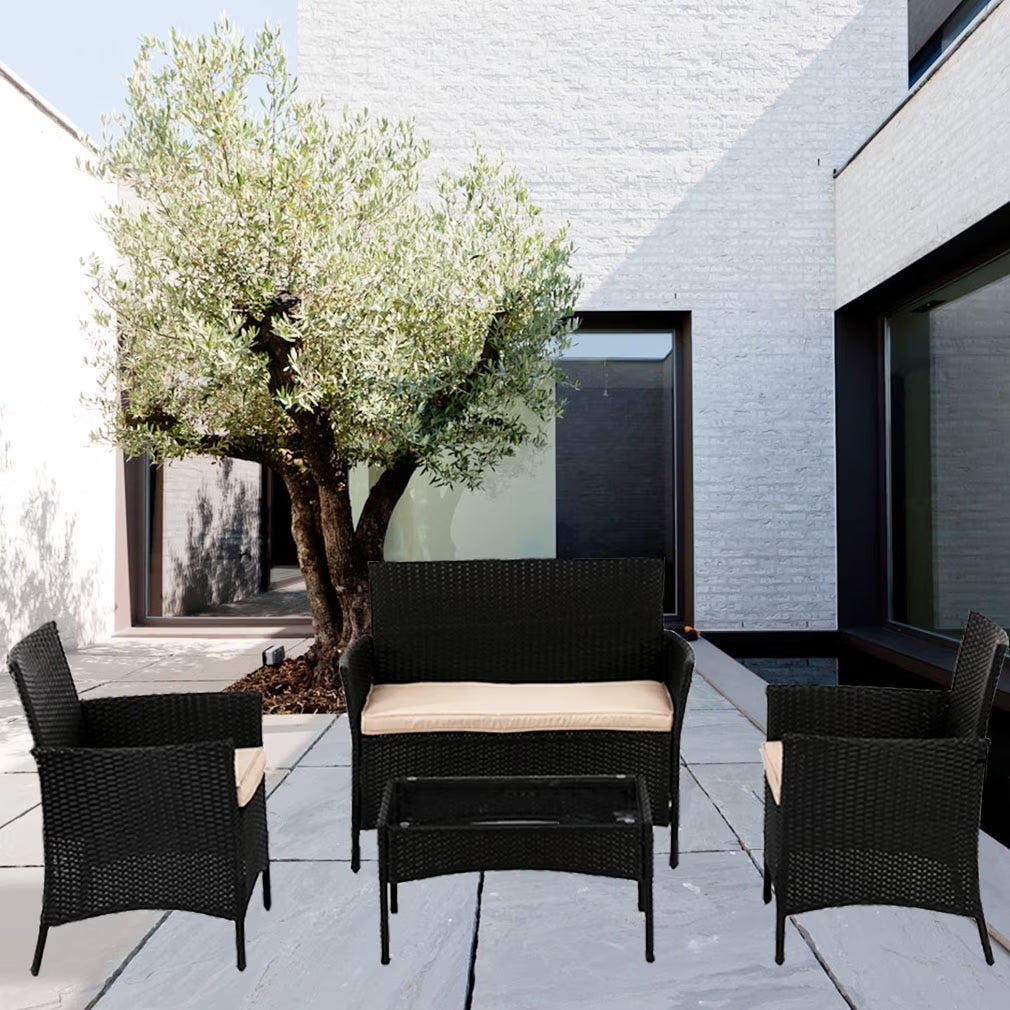Patio Furniture Set 4 Pieces Outdoor Rattan Chair Wicker Sofa Garden Pool/Backyard