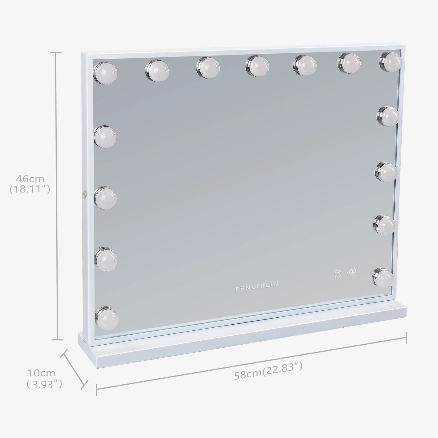 23''X18'' Vanity Mirror with Lights Bluetooth Tabletop Wall Mount Metal White