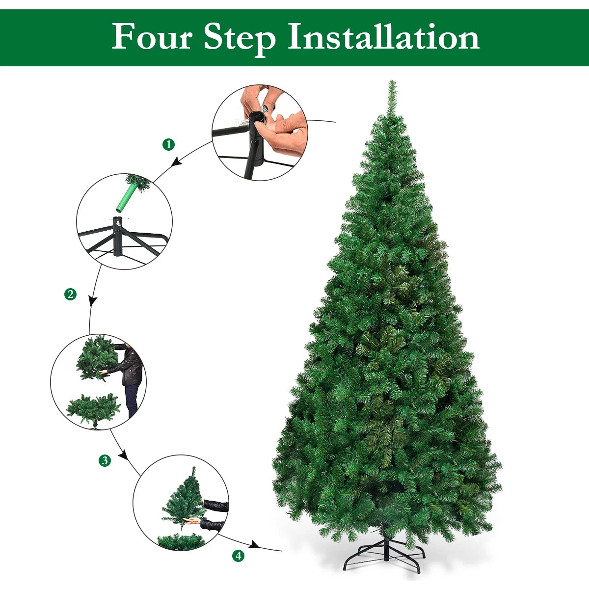 CM19723 7Ft Artificial PVC Christmas Tree W/Stand Holiday Season Indoor & Outdoor, Green