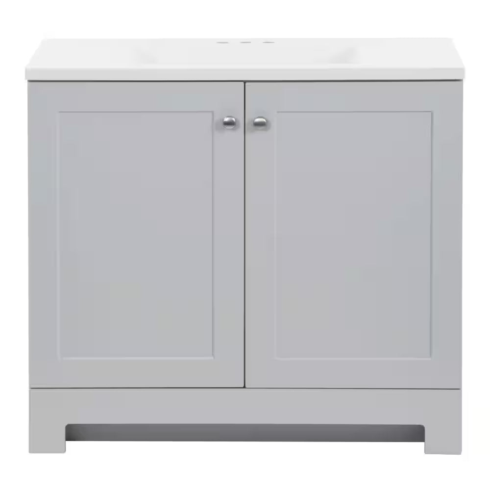 36 In. Single Sink Bath Pearl Gray Vanity with Cultured Marble Top (Assembled)