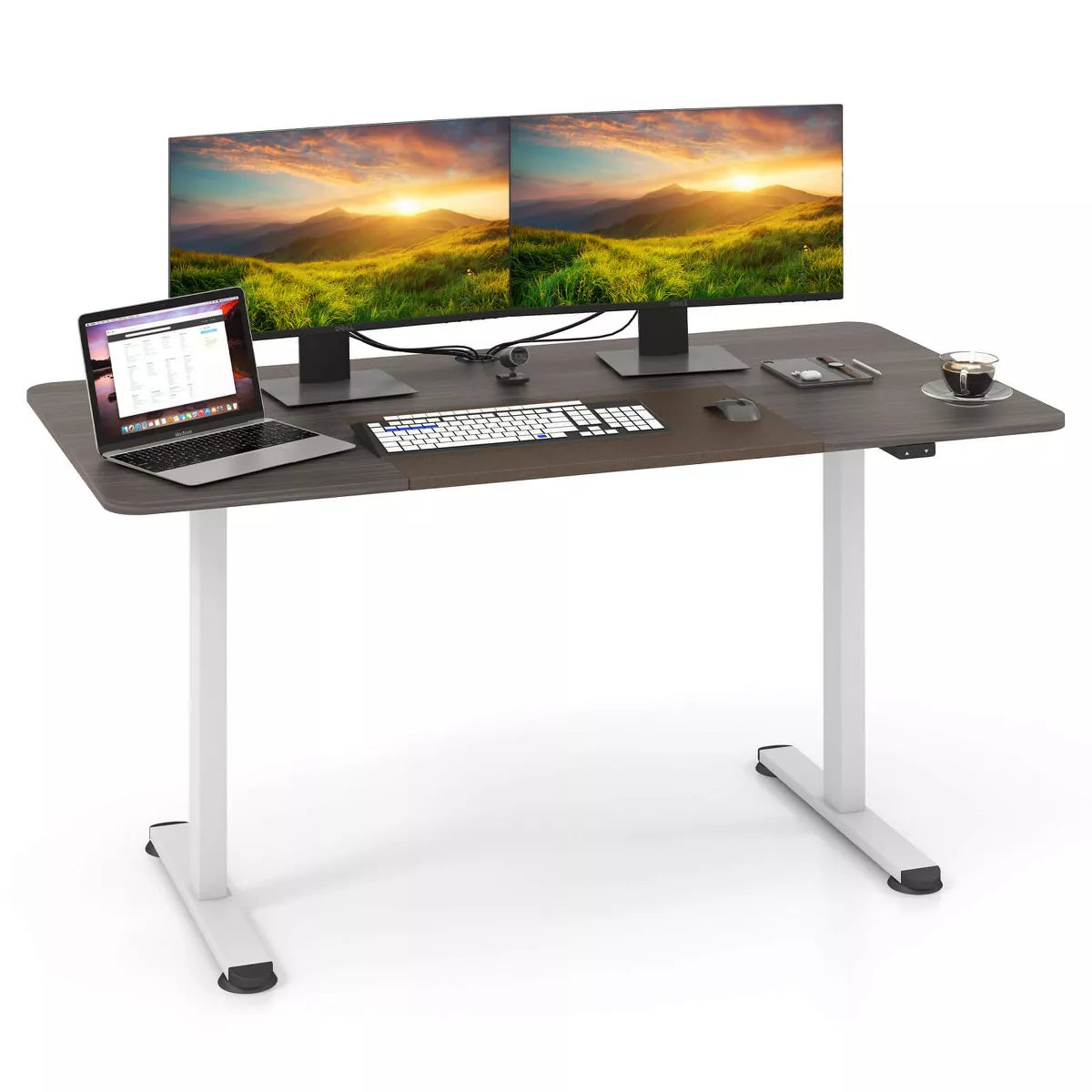 Costway Electric Height Adjustable Standing Desk, Sit to Stand Computer Workstation Home Office Desk