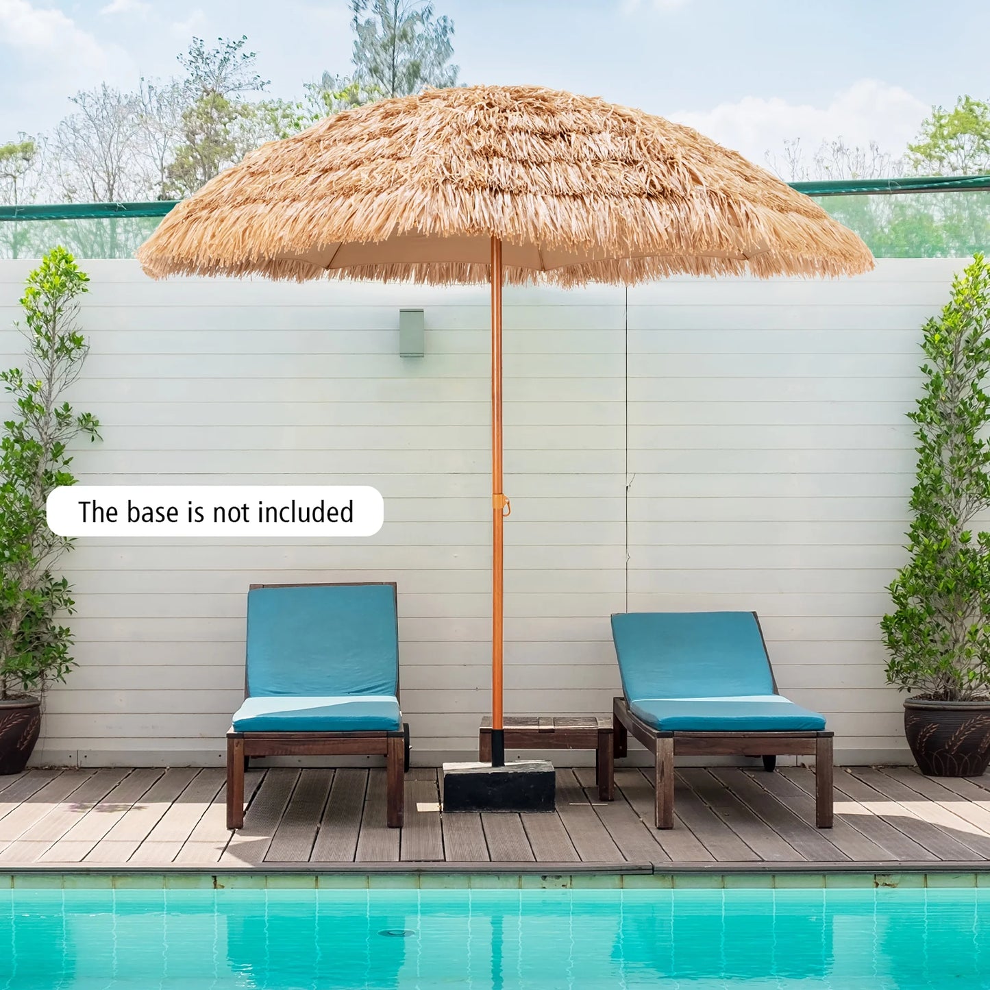 8 FT Patio Thatched Tiki Umbrella 8 Ribs Portable Hawaiian Hula Beach