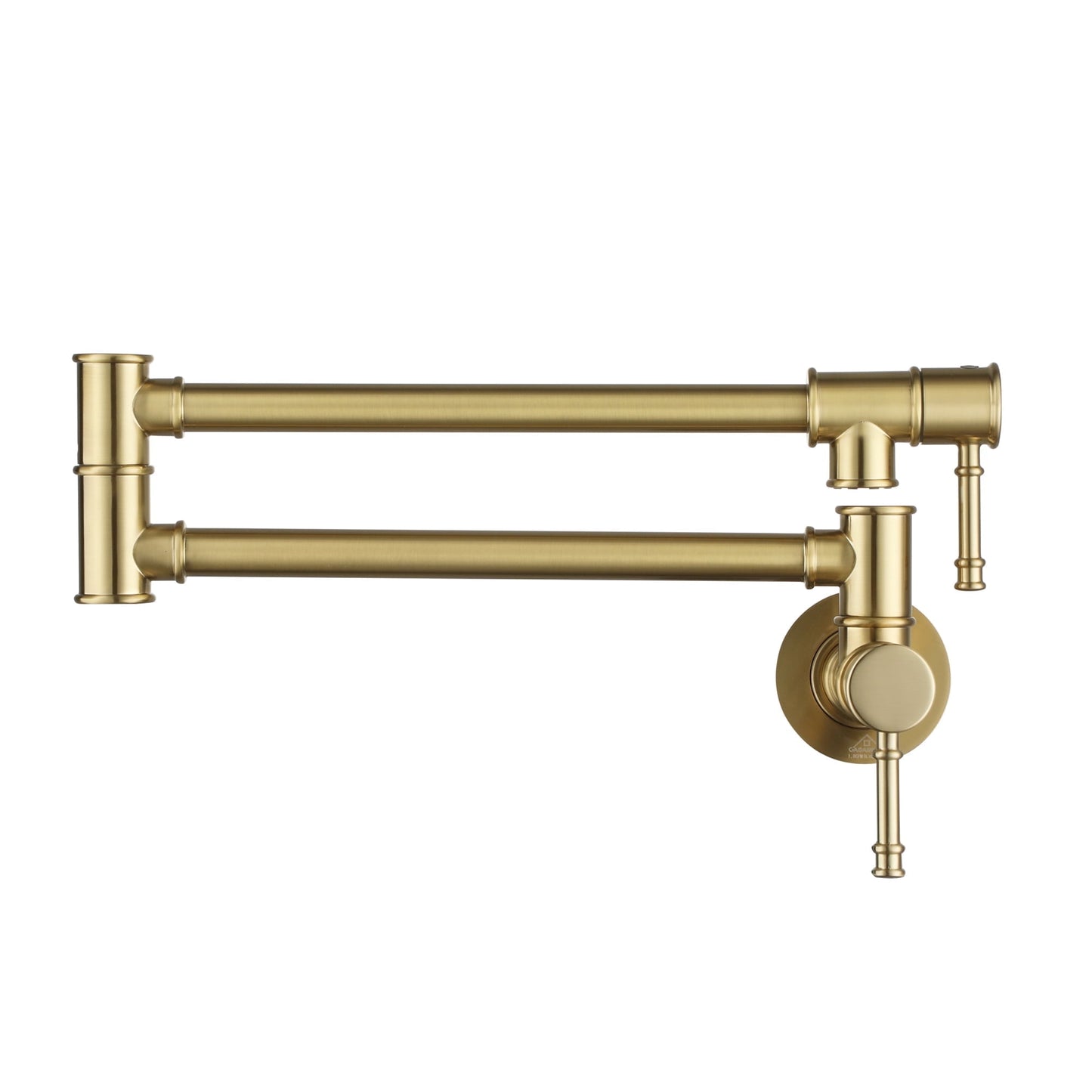 CASAINC Wall Mounted Foldable Pot Filler Kitchen Faucet with Dual Handles and Swing Arm, Gold