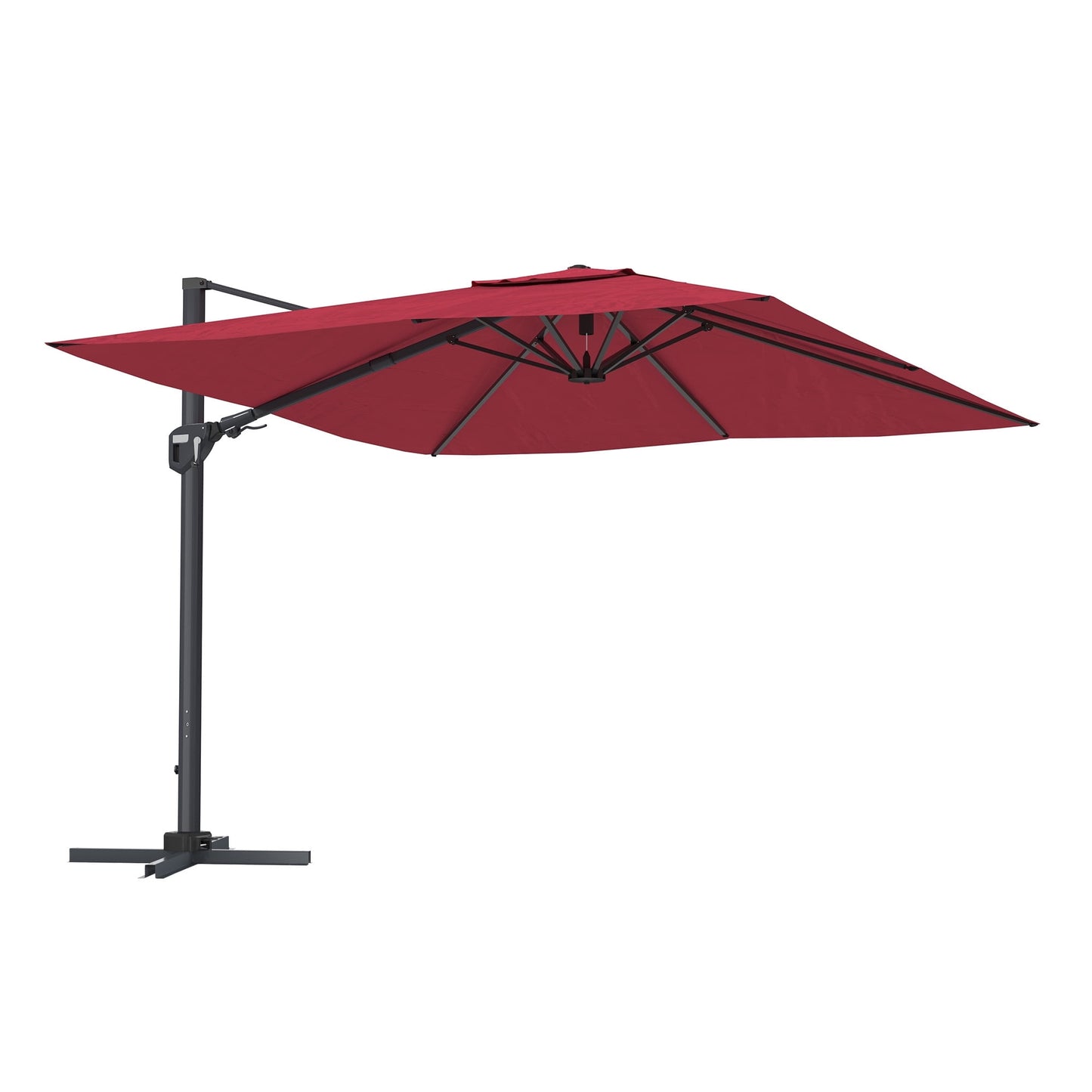 CASAINC 11 ft Square Outdoor Cantilever Patio Umbrella - No Base Included, Red