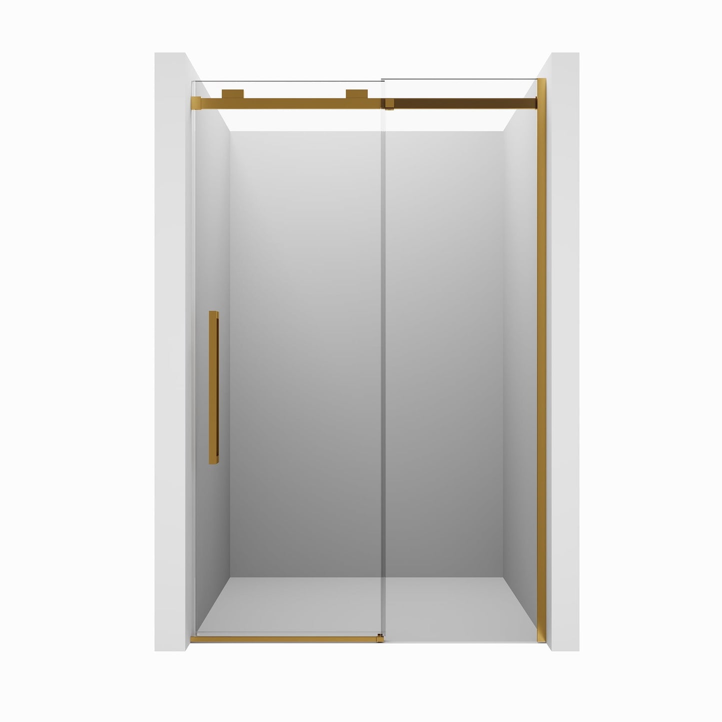 CASAINC 48" x 76" Frameless Sliding Shower Door with Soft Close, Tempered Glass and Reversible Installation, Gold