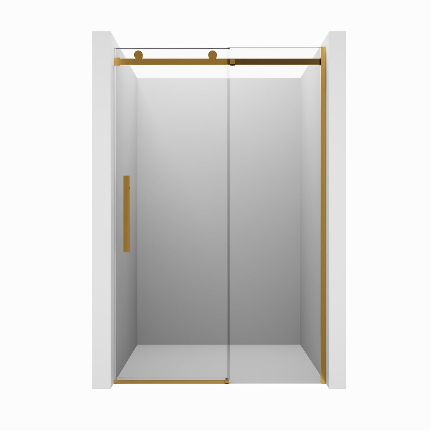 CASAINC 48" x 76" Frameless Sliding Shower Door with Soft Close, 10 mm Clear Tempered Glass, Gold
