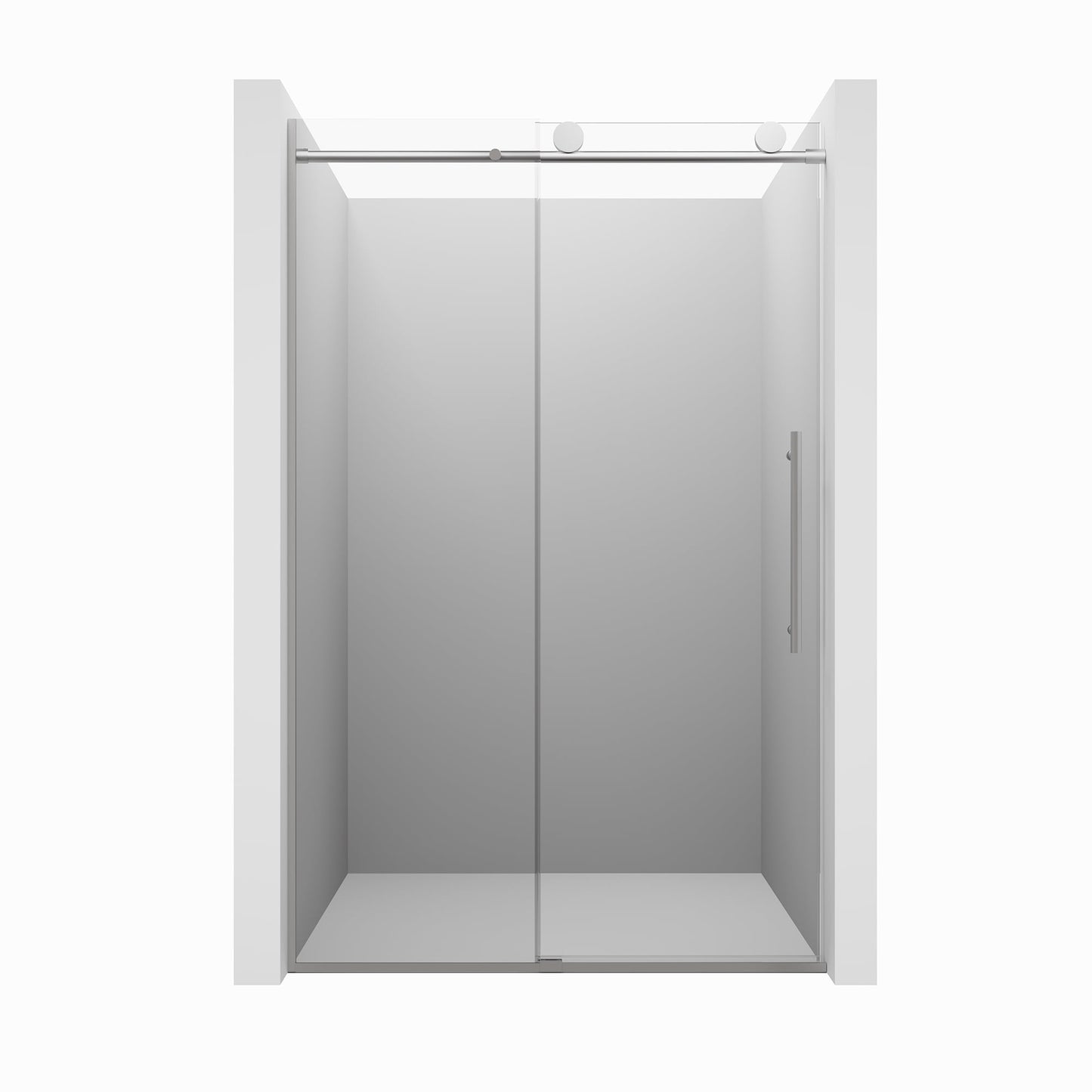CASAINC 48" x 76" Frameless Sliding Shower Door with Soft Close and Clear Glass Reversible Installation, Brushed Nickel