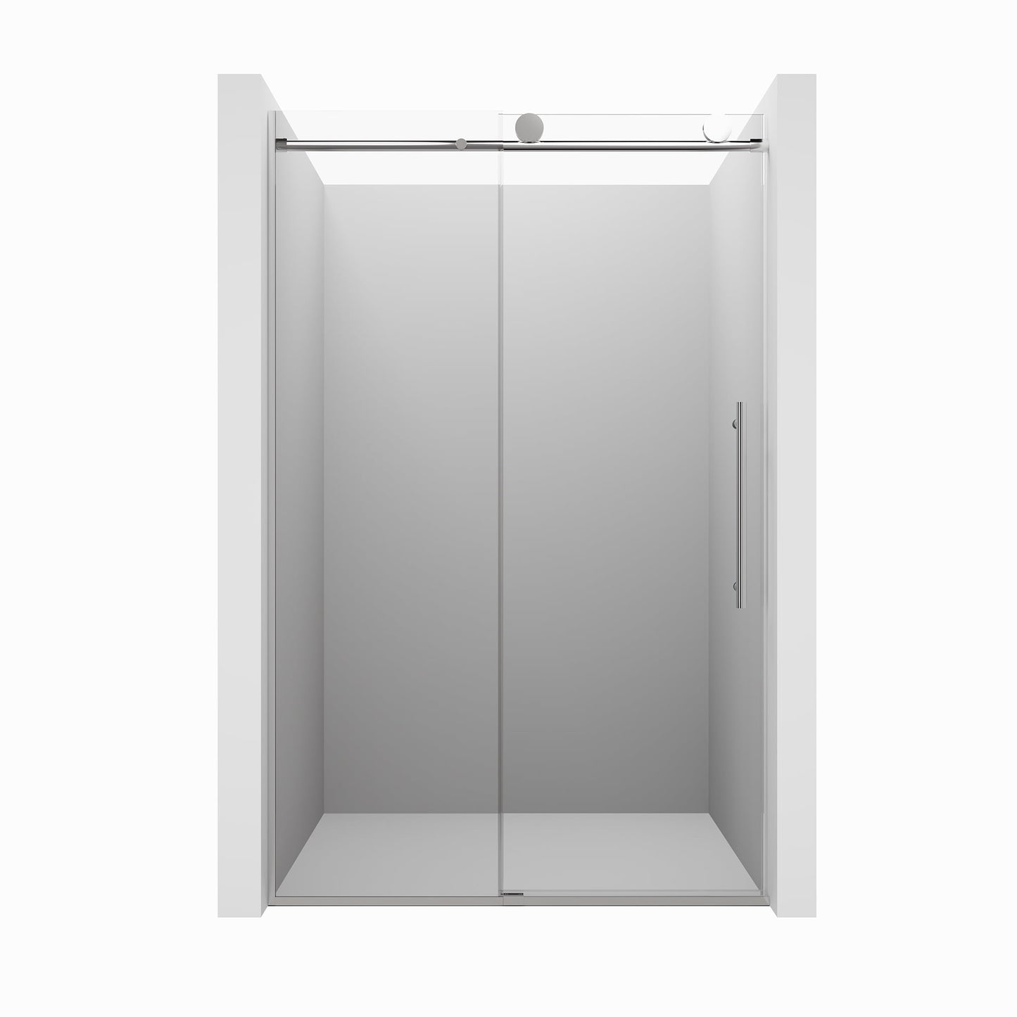 CASAINC 48" x 76" Frameless Sliding Shower Door with Soft Close and Clear Glass Reversible Installation, Chrome