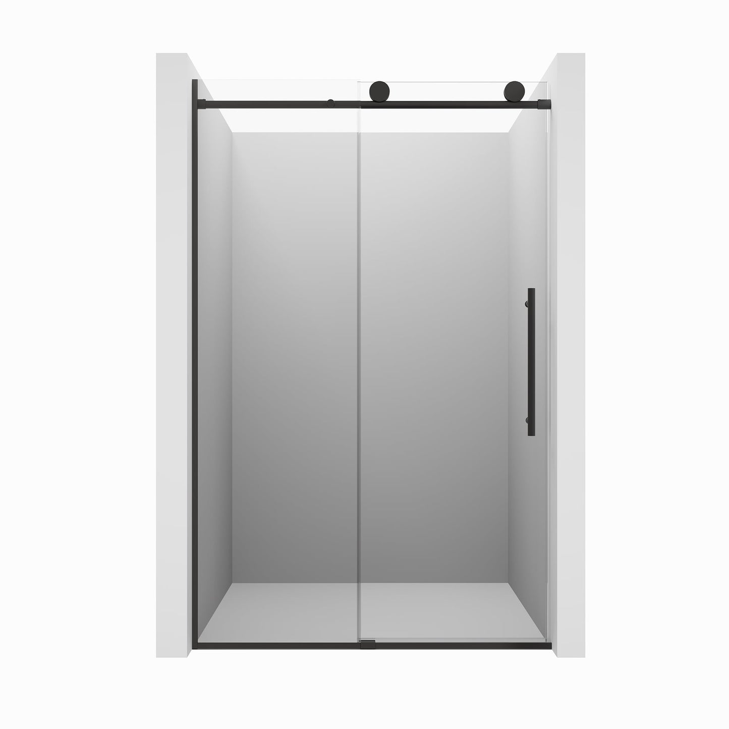 CASAINC 48" x 76" Frameless Sliding Shower Door with Soft Close and Tempered Clear Glass, Black