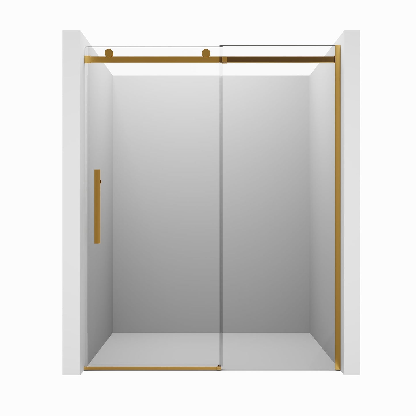 CASAINC 60" x 76" Frameless Sliding Shower Door with Soft Close, 10 mm Clear Tempered Glass, Gold