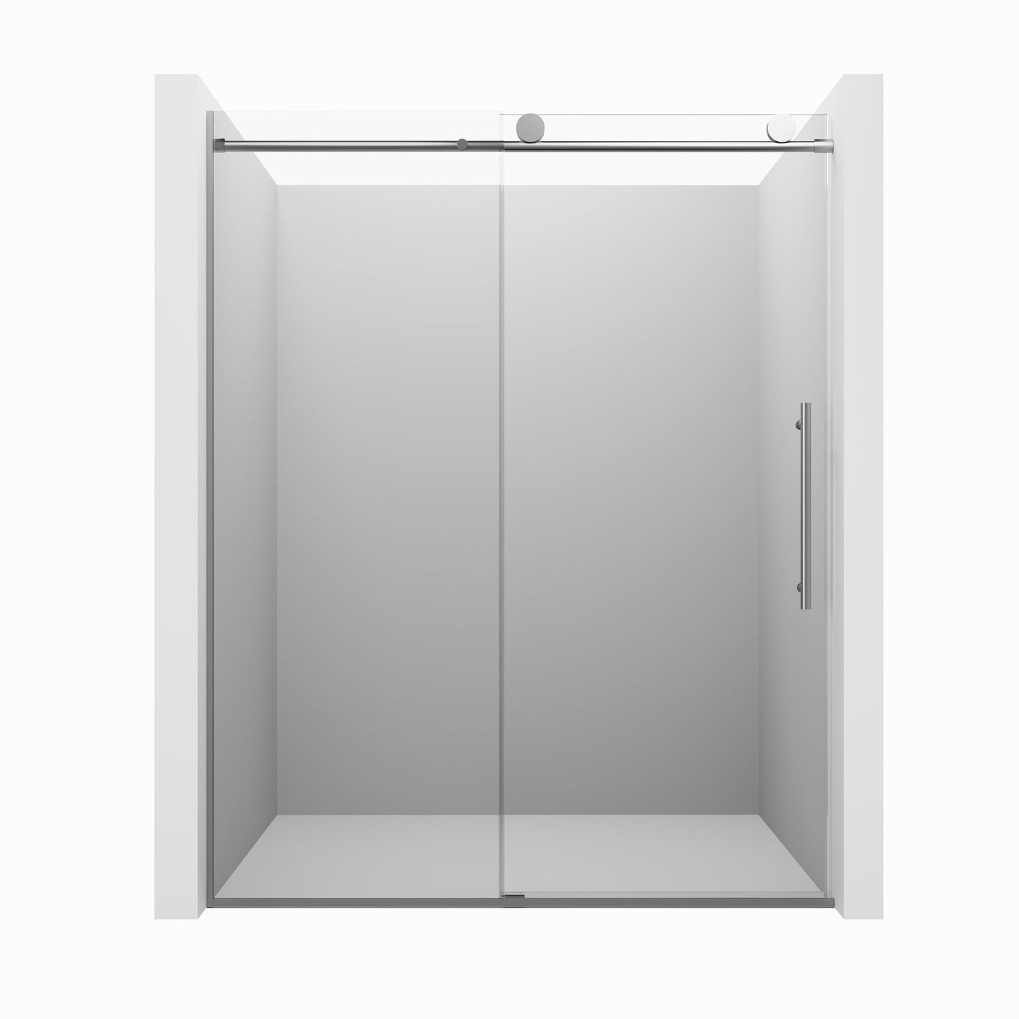 CASAINC 60" x 76" Frameless Sliding Shower Door with Soft Close and Clear Glass Reversible Installation, Chrome