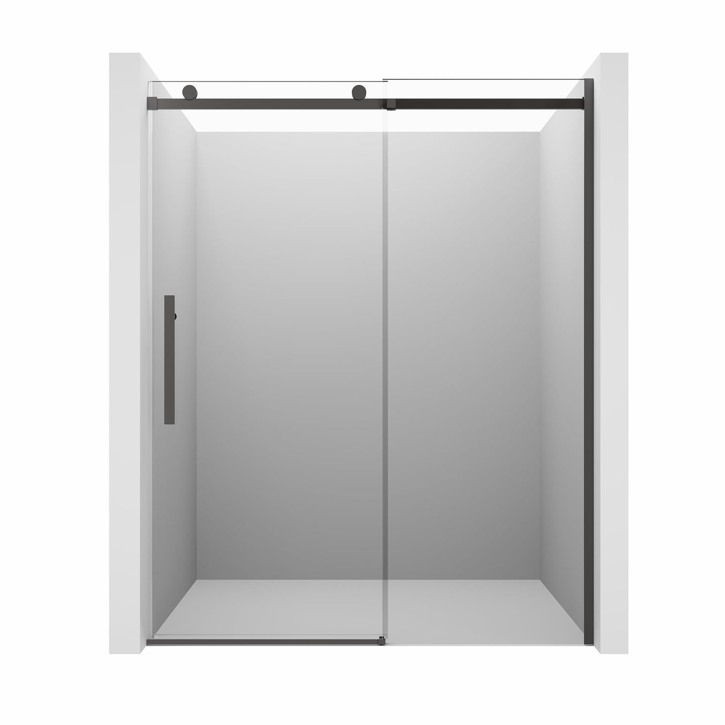 CASAINC 60" x 76" Frameless Sliding Shower Door with Soft Close, 10 mm Clear Tempered Glass, Black