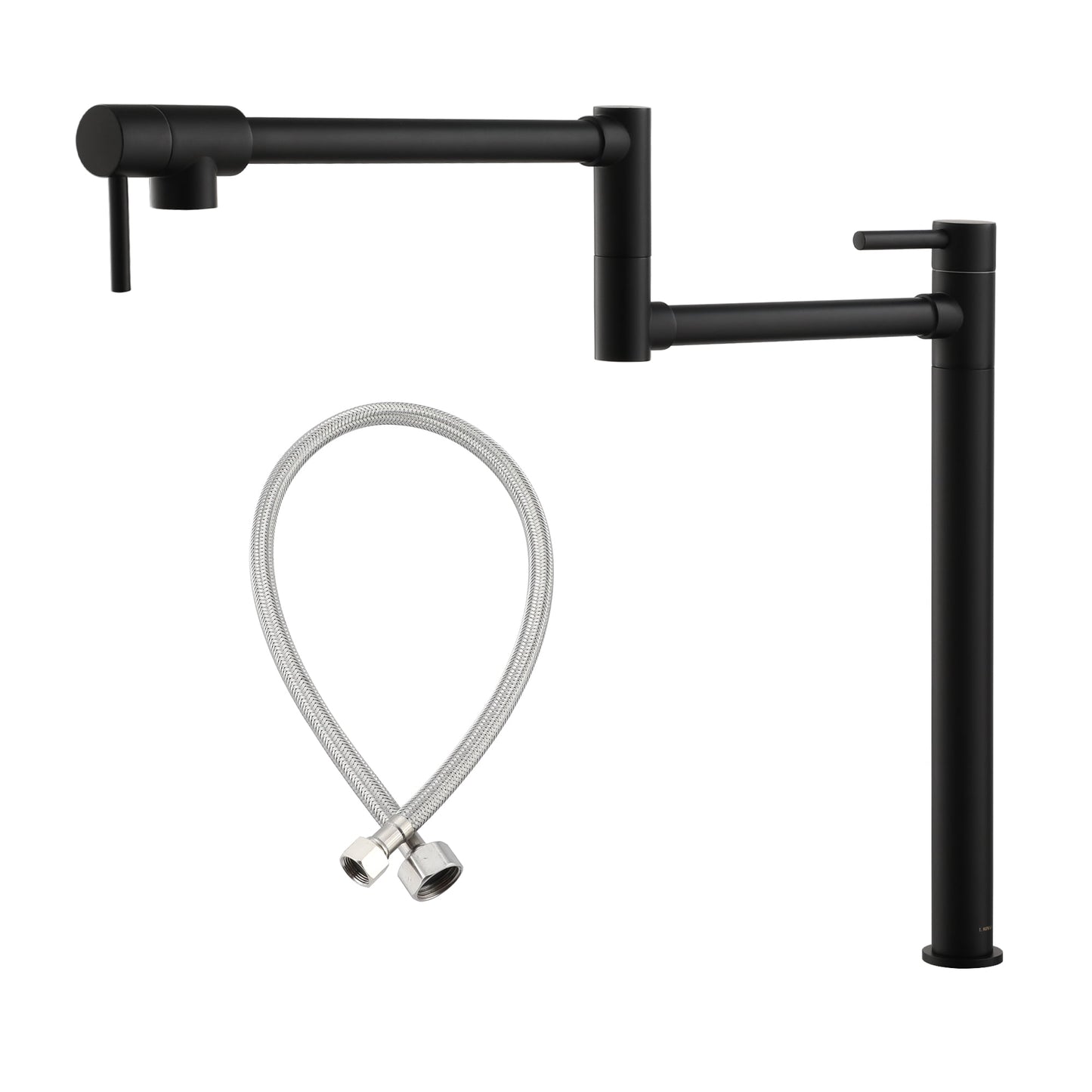 CASAINC Commercial Deck Mounted Pot Filler Kitchen Faucet with Dual Swing Arm, Black