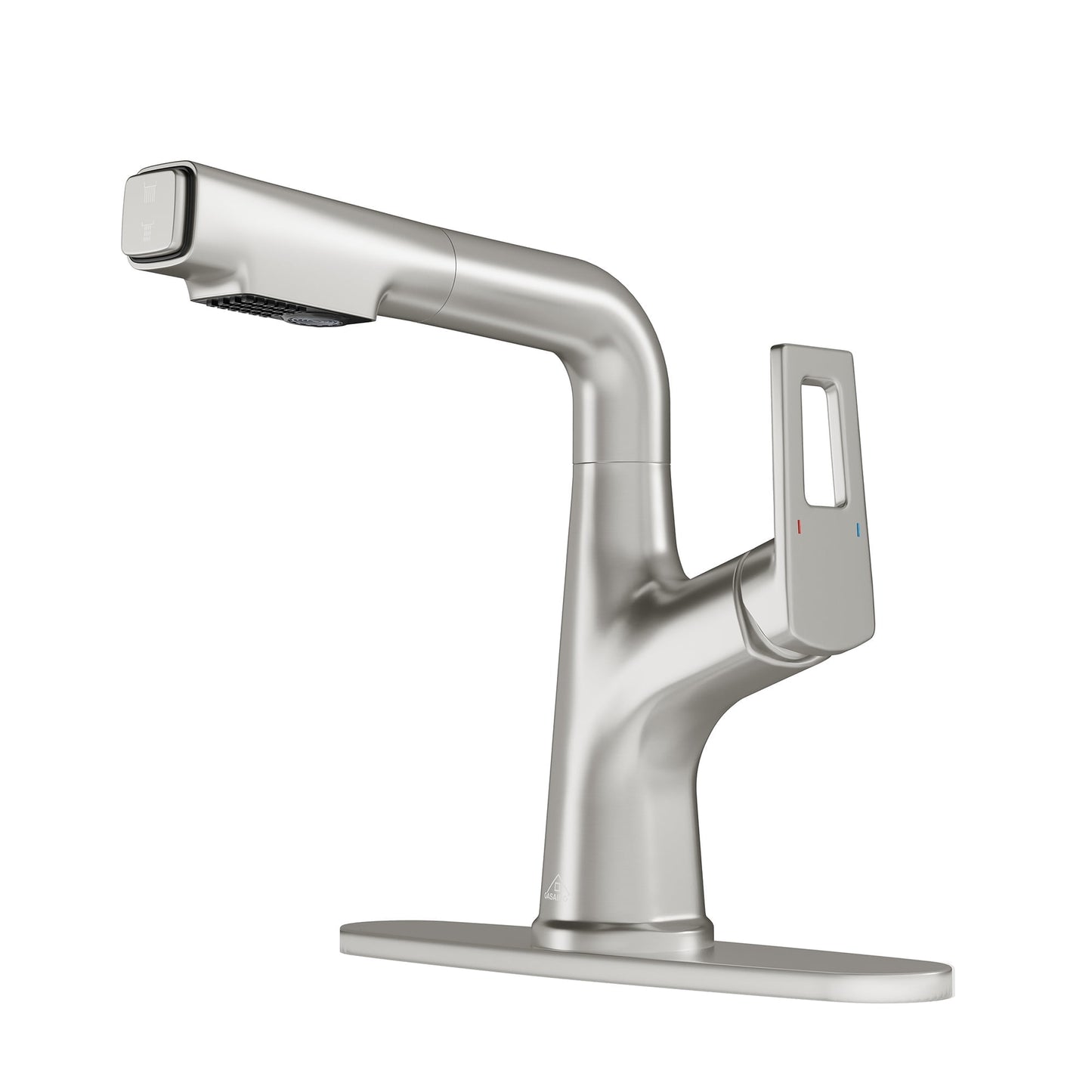 CASAINC Deck Mounted Single Handle Pull Out Kitchen Faucet with Advanced Dual Function Sprayer and Deckplate, Brushed Nickel