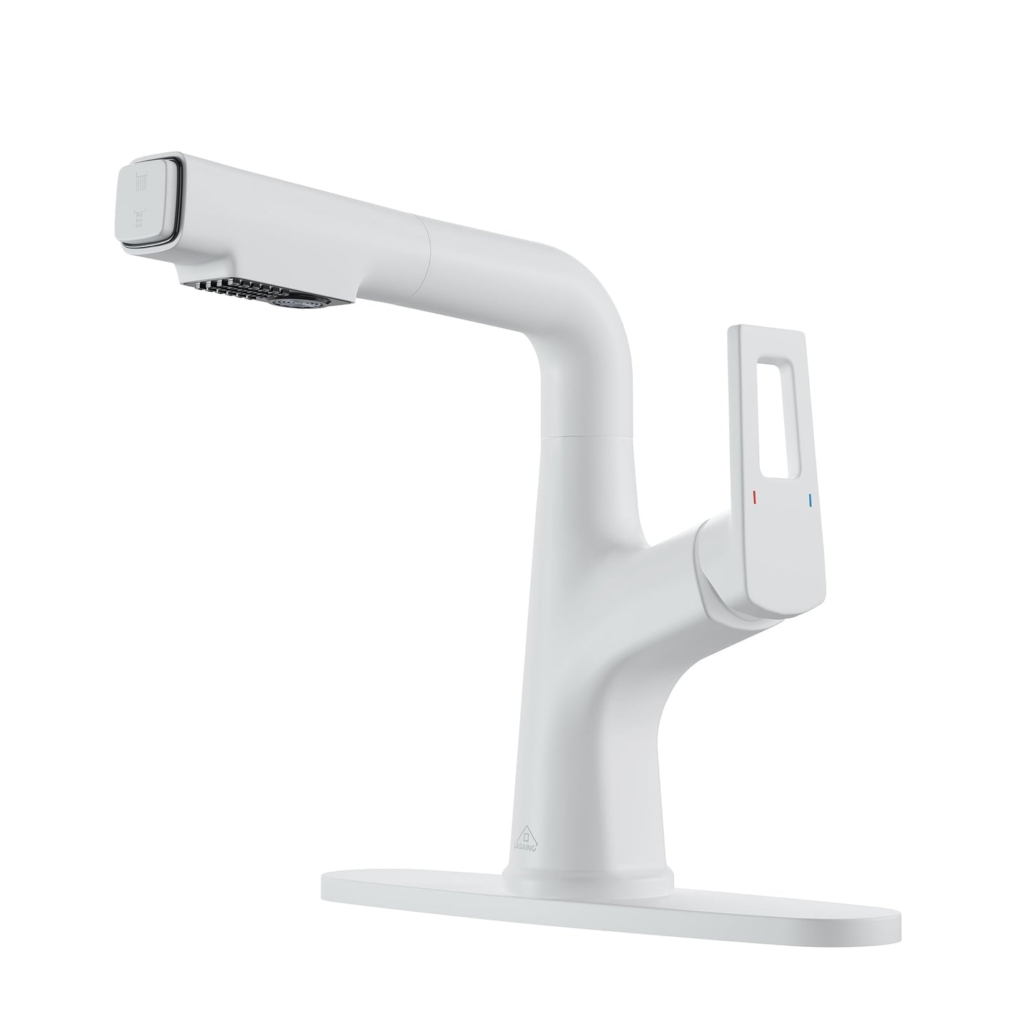 CASAINC Deck Mounted Single Handle Pull Out Kitchen Faucet with Advanced Dual Function Sprayer and Deckplate, White