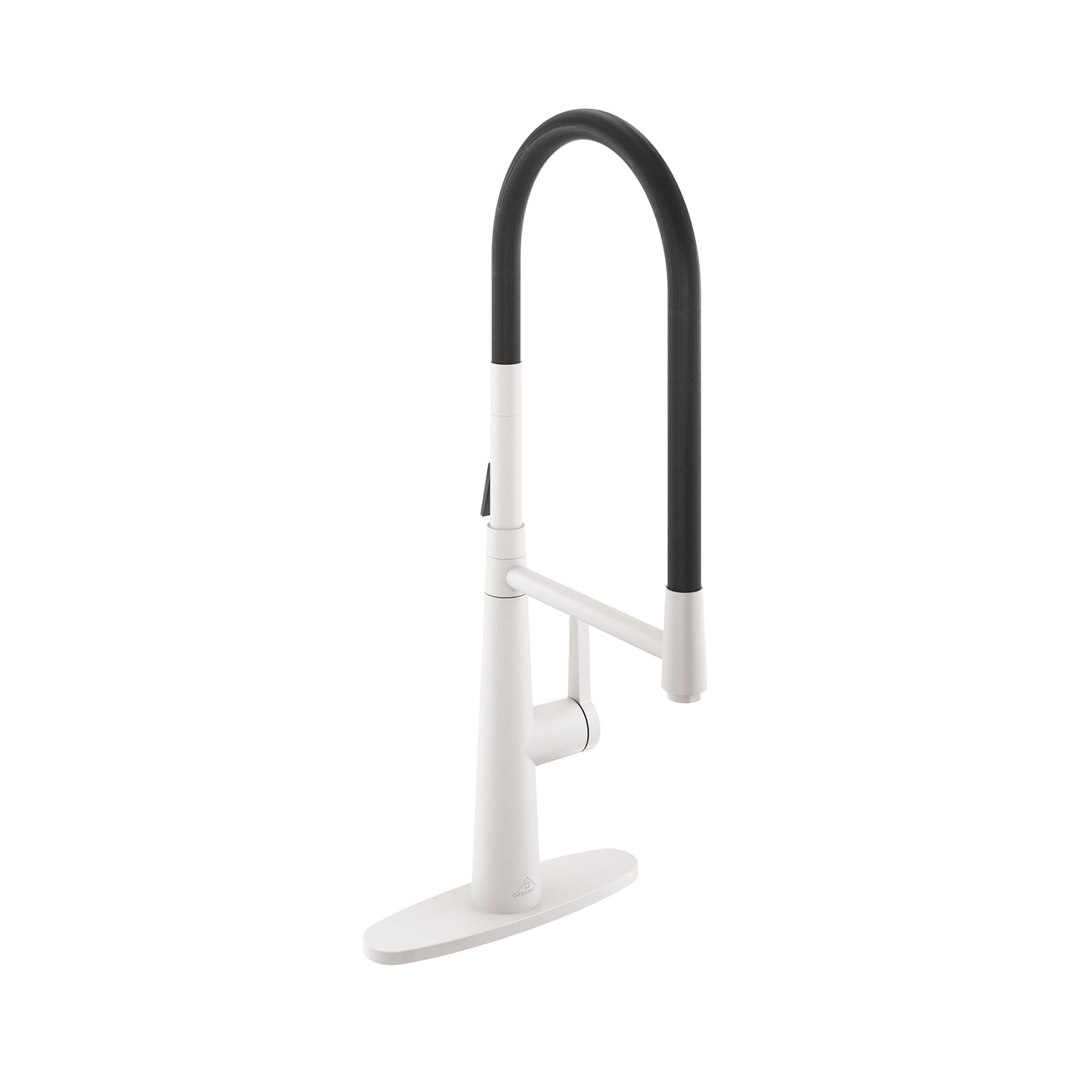CASAINC Single Handle Single Hole Deck Mounted Luxury Kitchen Faucet with Deckplate, White