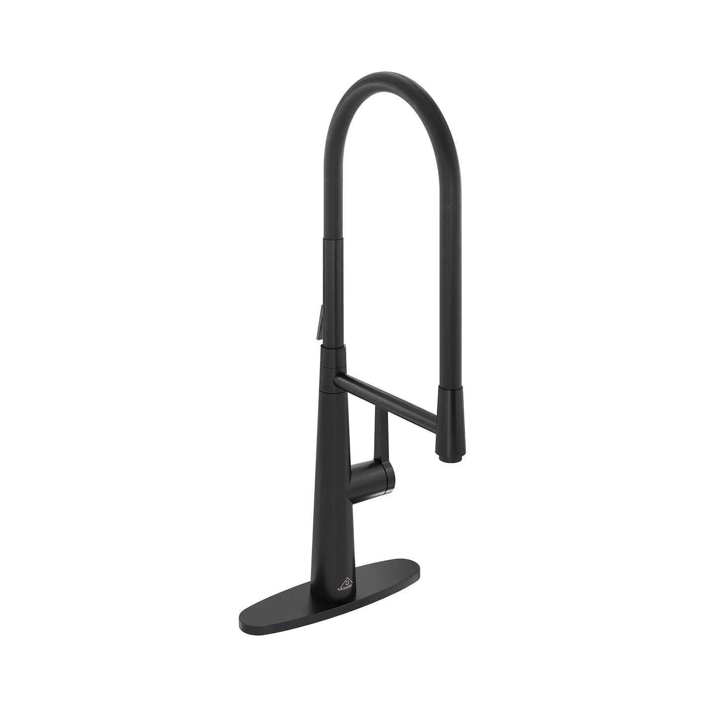 CASAINC Single Handle Single Hole Deck Mounted Luxury Kitchen Faucet with Deckplate, Black