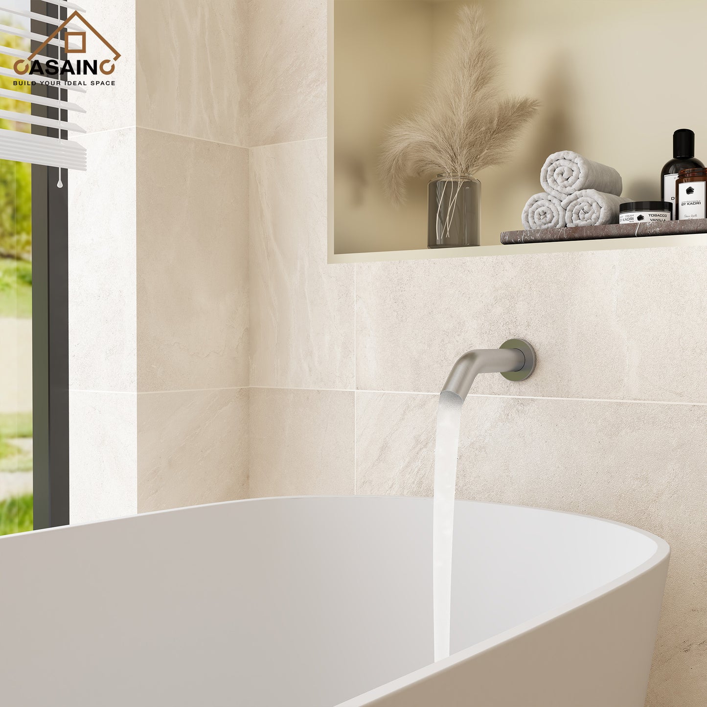 CASAINC 5 Inches Wall Mounted Dual Head Shower System with Tub Spout