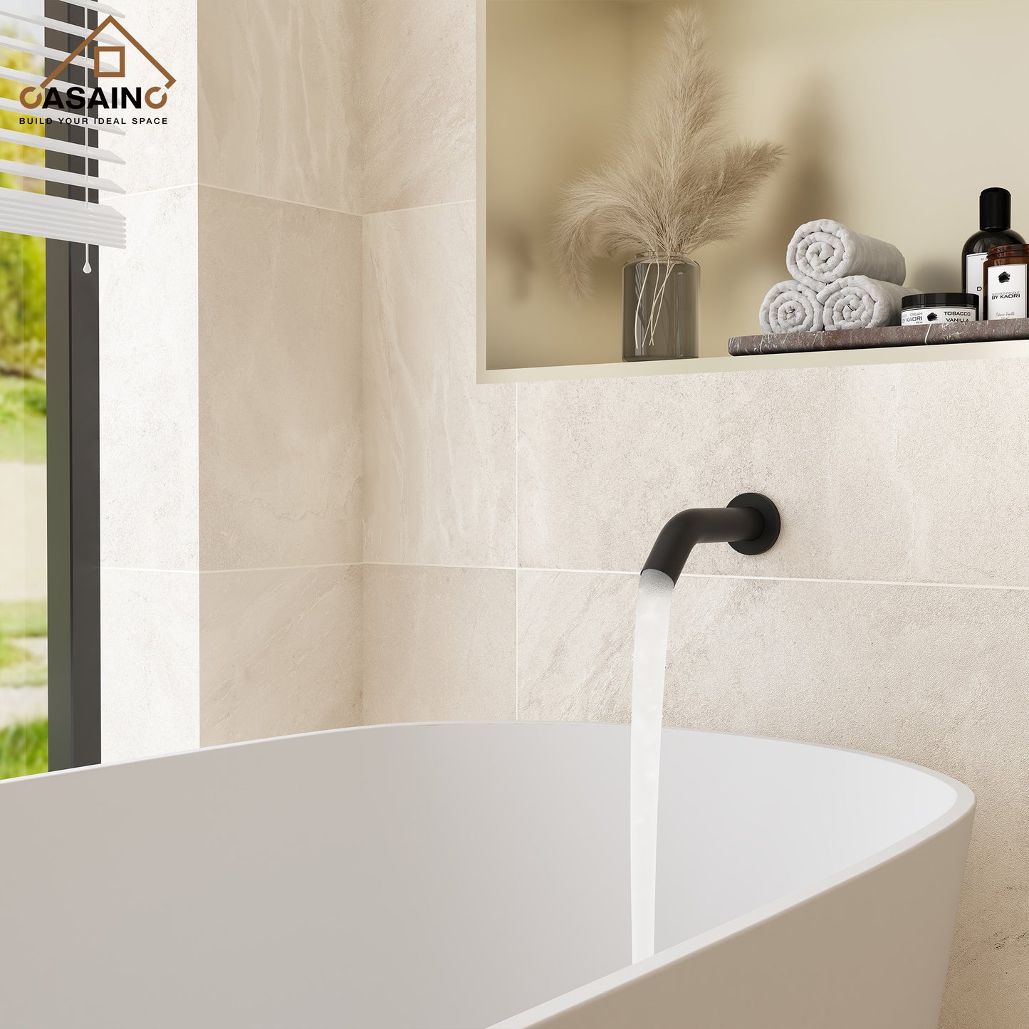 CASAINC 5 Inches Wall Mounted Dual Head Shower System with Tub Spout