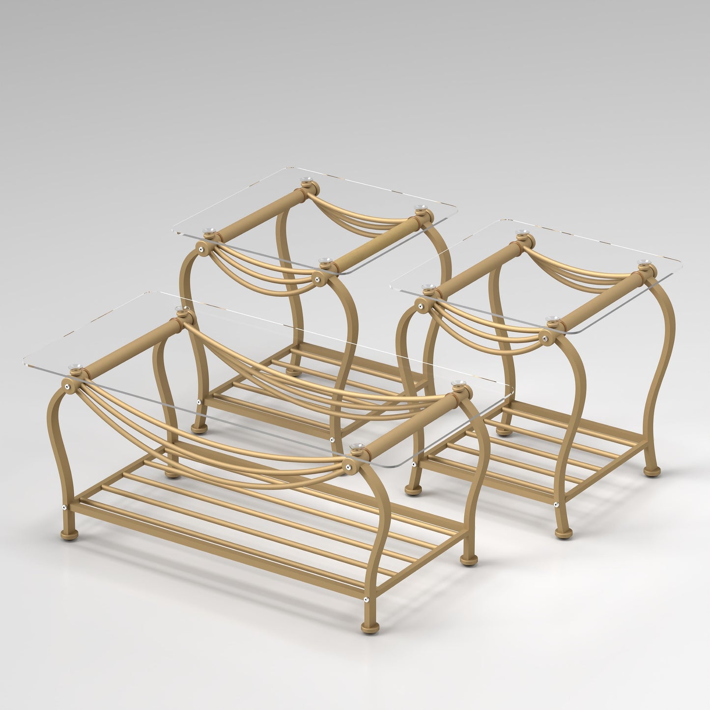 3 Piece Coffee Table Set,With 1 Coffee Table & 2 End Side Table,For Living Room,Metal+Wood