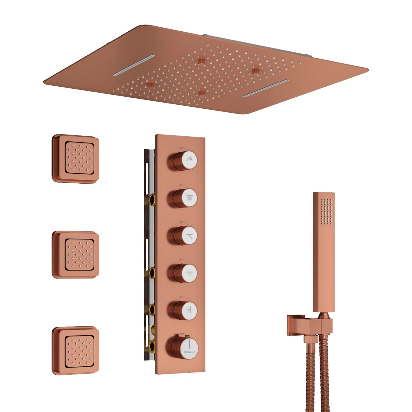 CASAINC 24 Inches Ceiling Mounted Luxury Shower System with 3 Body Jets & Handheld Spray