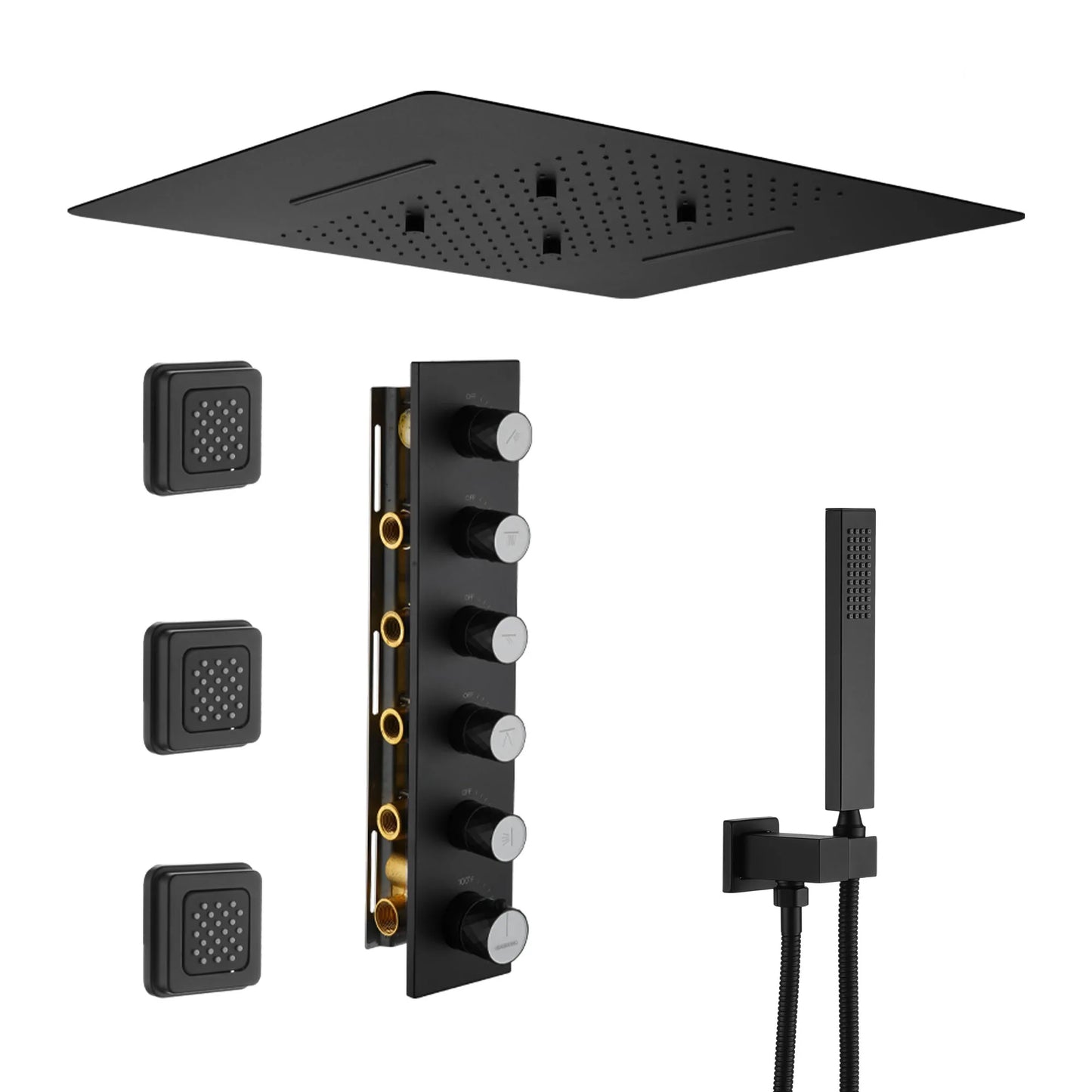 CASAINC 24 Inches Ceiling Mounted Luxury Shower System with 3 Body Jets & Handheld Spray