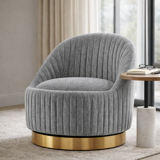 Leela Swivel Chenille Lounge Chair