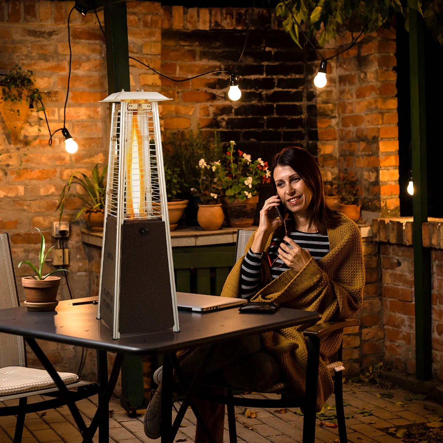 35'' Portable Tabletop Pyramid Patio Heater Steel Propane Gas 10000 BTU
