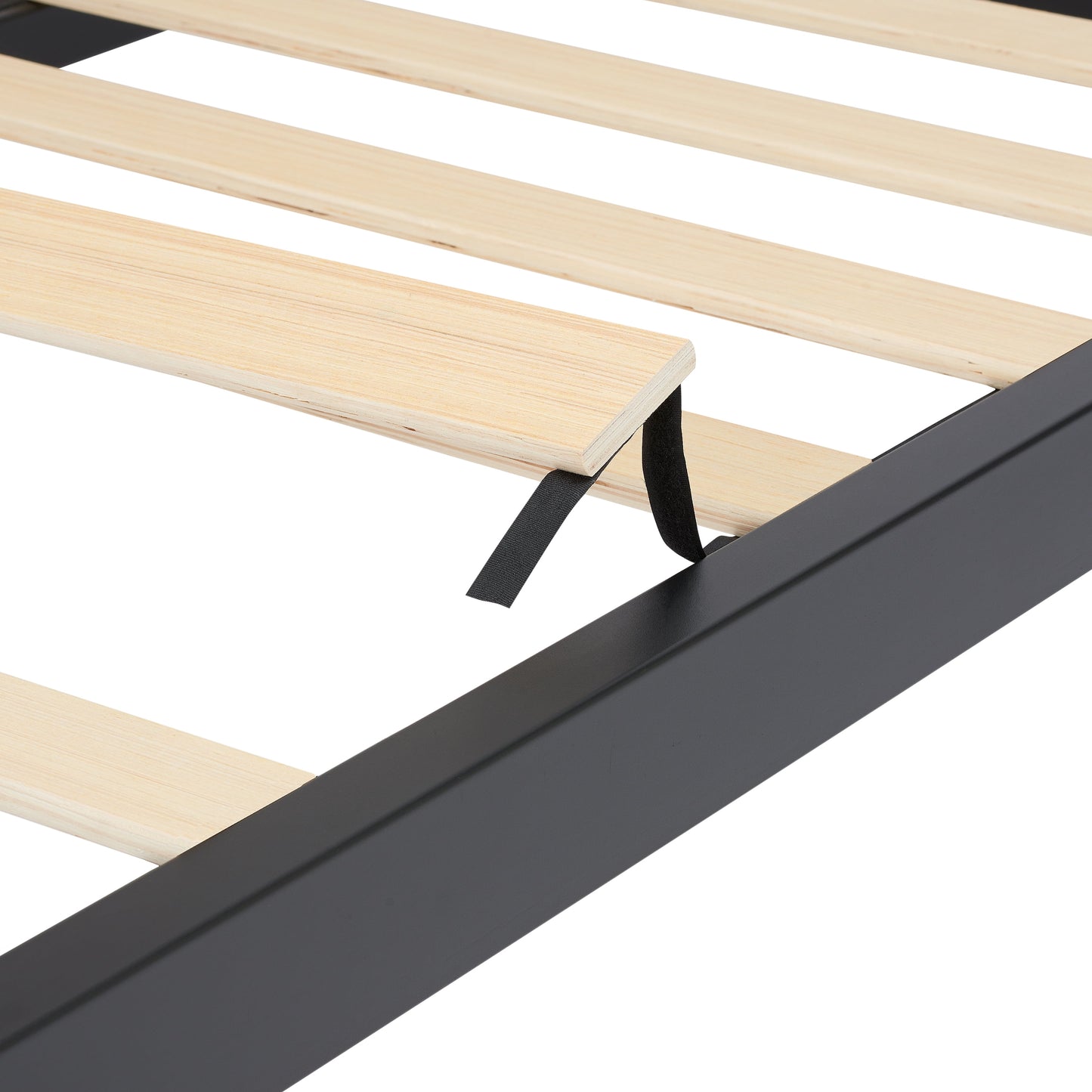 Queen 14" Metal Platform Bed Frame with Wood Slats, Storage Space under Frame, No Box Spring Required, Black/Wood
