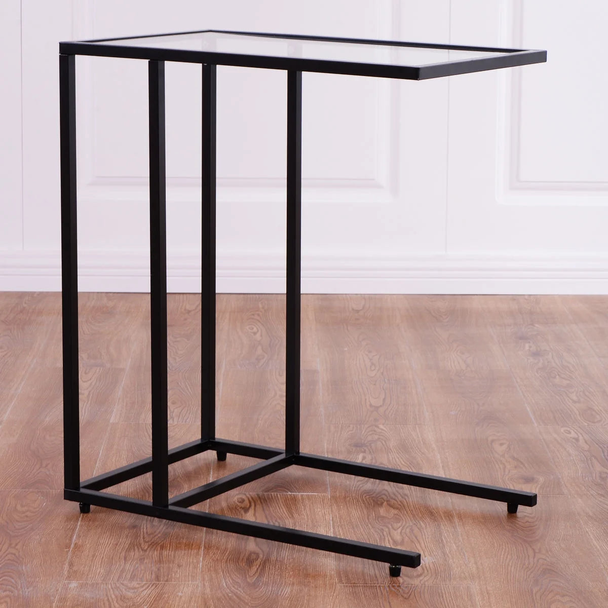 Coffee Tray Side Sofa End Table Ottoman Couch Stand TV Lap Snack W/Glass Top New