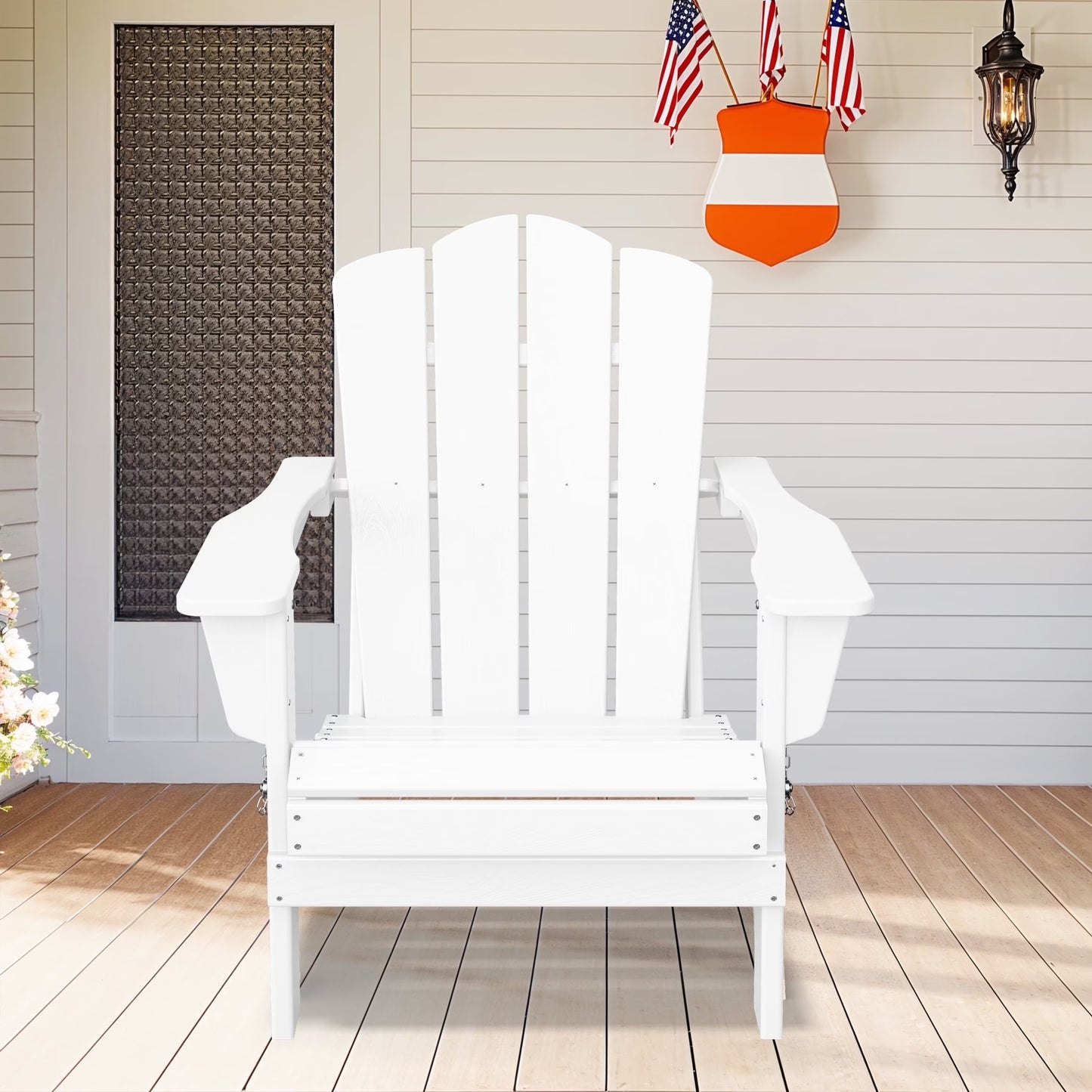 Adirondack Chair, Plastic Folding Outdoor Patio Lawn Chairs, outside HDPE Chairs for Lawn, Yard, Black
