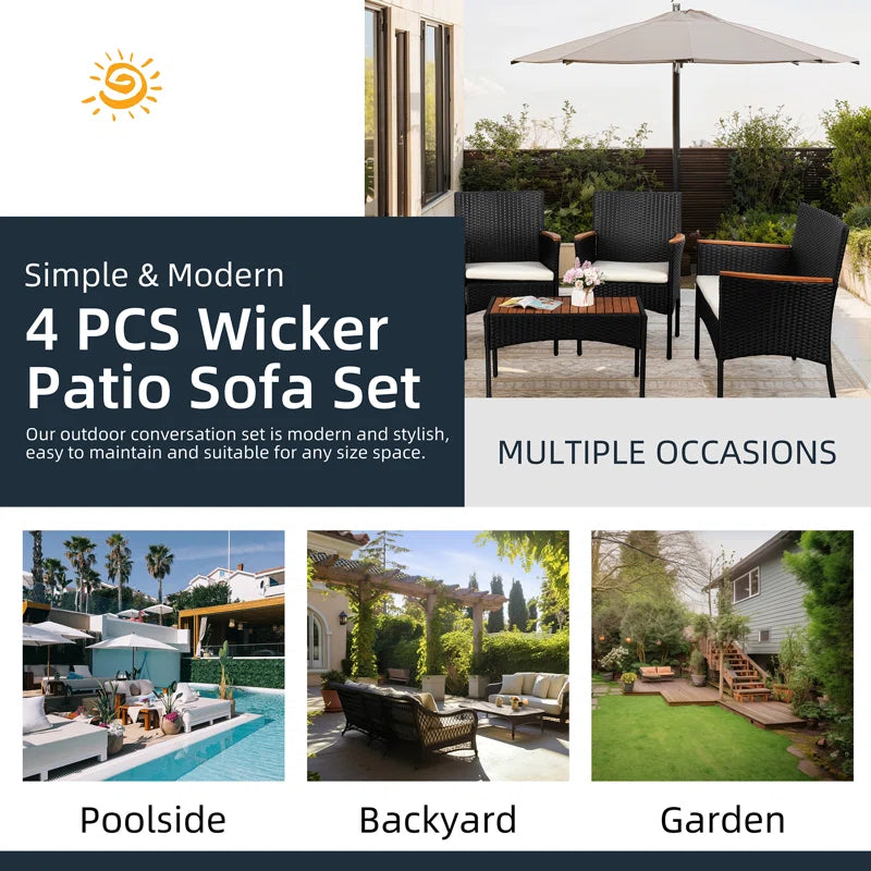 Rassan 4 - Person Outdoor Seating Group with Cushions