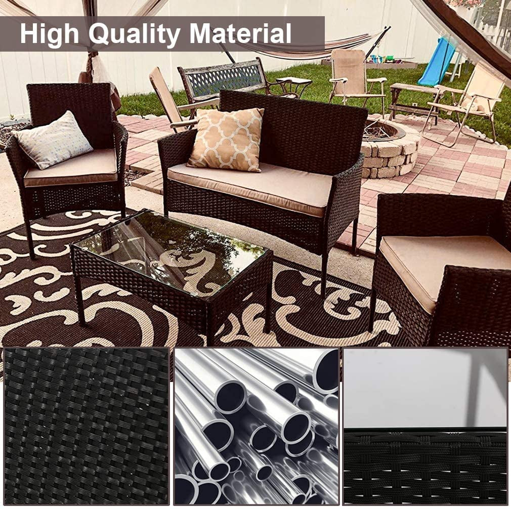 Patio Furniture Set 4 Pieces Outdoor Rattan Chair Wicker Sofa Garden Pool/Backyard