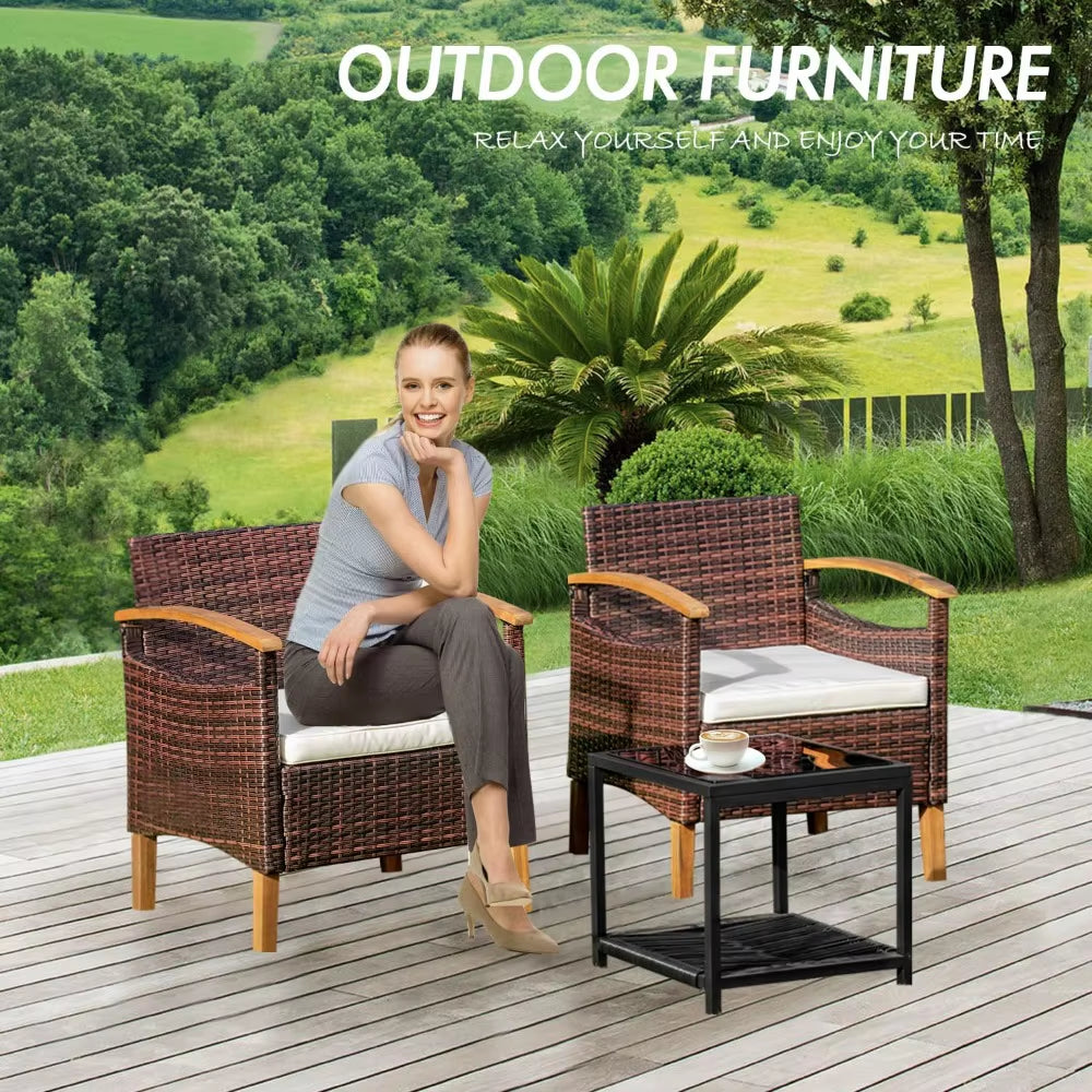 3 Piece Outdoor Patio Furniture Set Outdoor Furniture Set with Table outside Lawn Patio Chairs Set of 2 Patio Conversation Sets