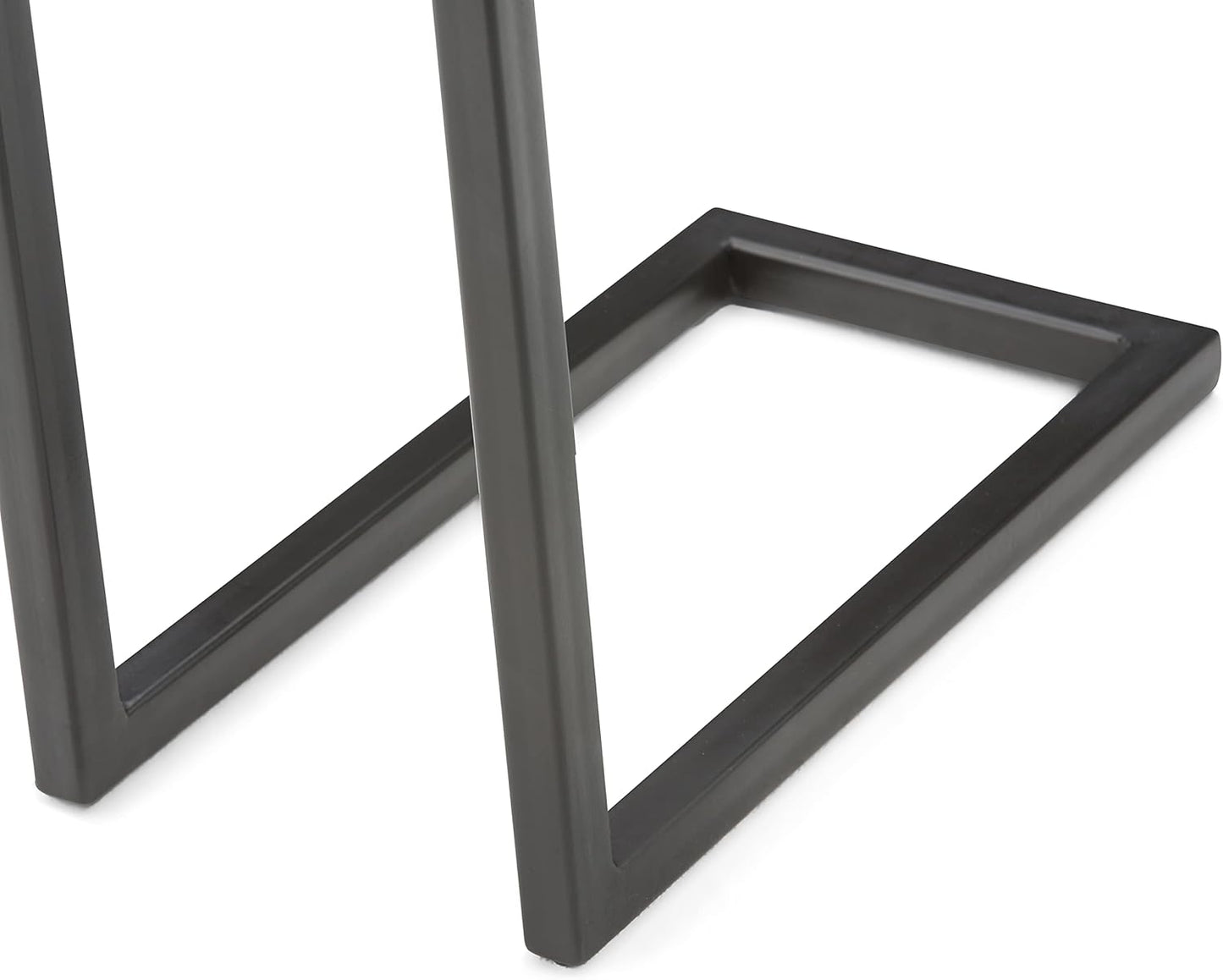 Skyler 18-Inch Wide Solid Mango/Metal Industrial C-Shaped End Table in Dark Cognac Brown/Black for Living Room, Office, or Bedroom, Assembled