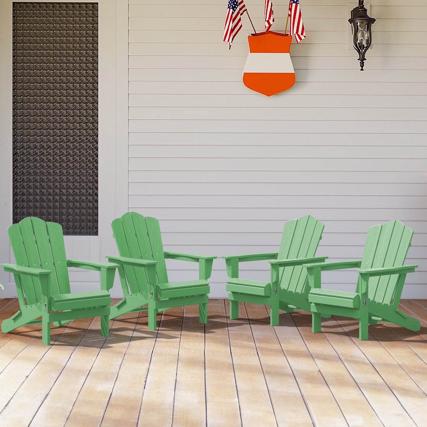 Adirondack Chair, Plastic Folding Outdoor Patio Lawn Chairs, outside HDPE Chairs for Lawn, Yard, Black