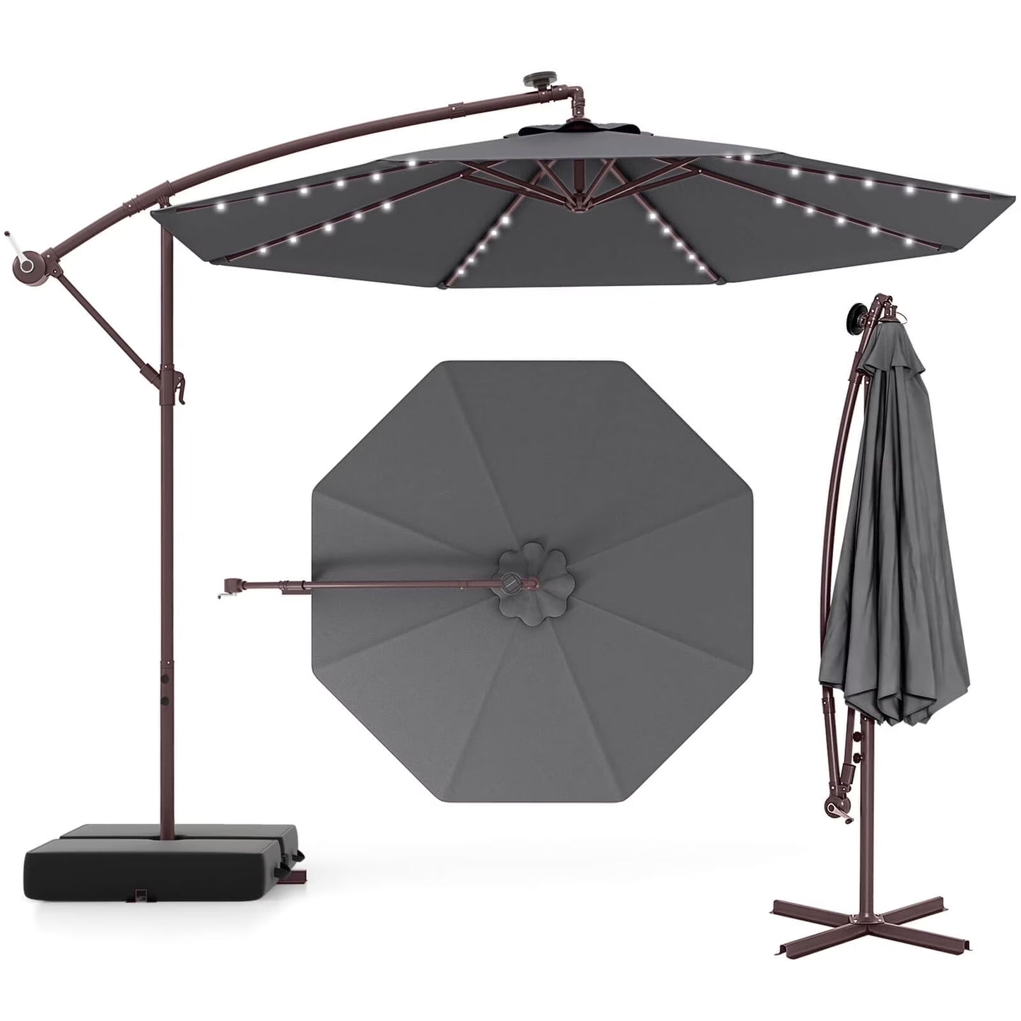 98.40" Navy Cantilever Patio Umbrella, Base-Included