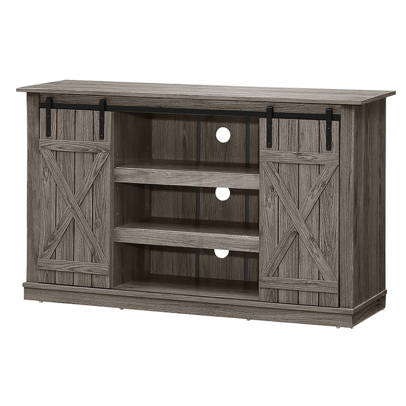 Farmhouse Wood TV Stand for Tvs up to 60 Inch with Sliding Barn Doors