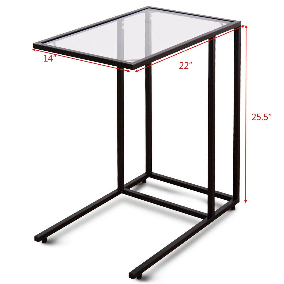 Coffee Tray Side Sofa End Table Ottoman Couch Stand TV Lap Snack W/Glass Top New