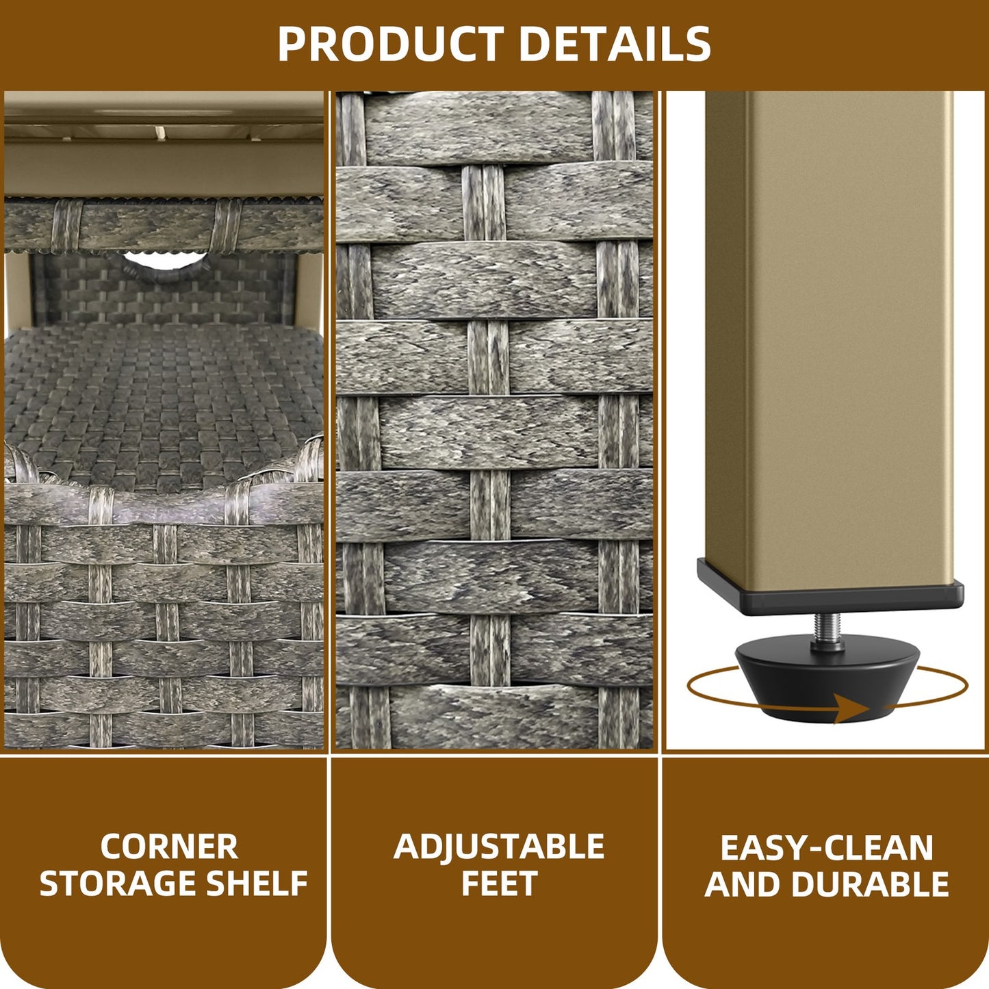 Outdoor Storage Cabinet Patio Wicker Bar Counter Table 2 Doors Backyard Patio