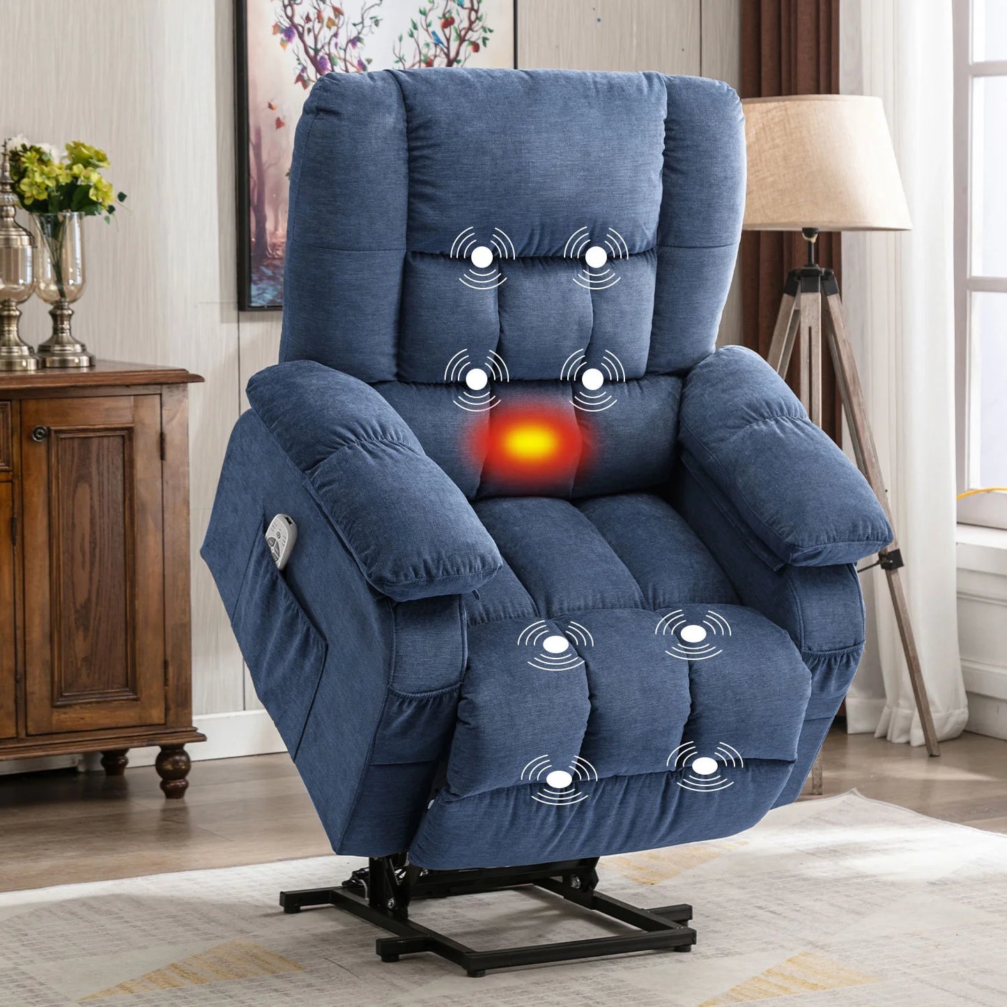 Power Lift Recliner Chair Recliners for Elderly with Heat and Massage Recliner Chair for Living Room with Infinite Position and Side Pocket,Usb Charge Port,Grey