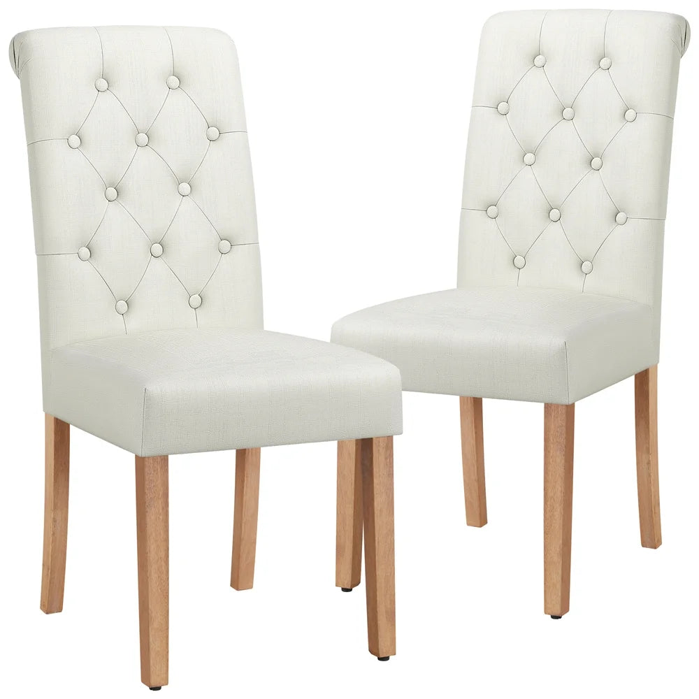 2Pcs Upholstered Parson Dining Chair High Back, Blue