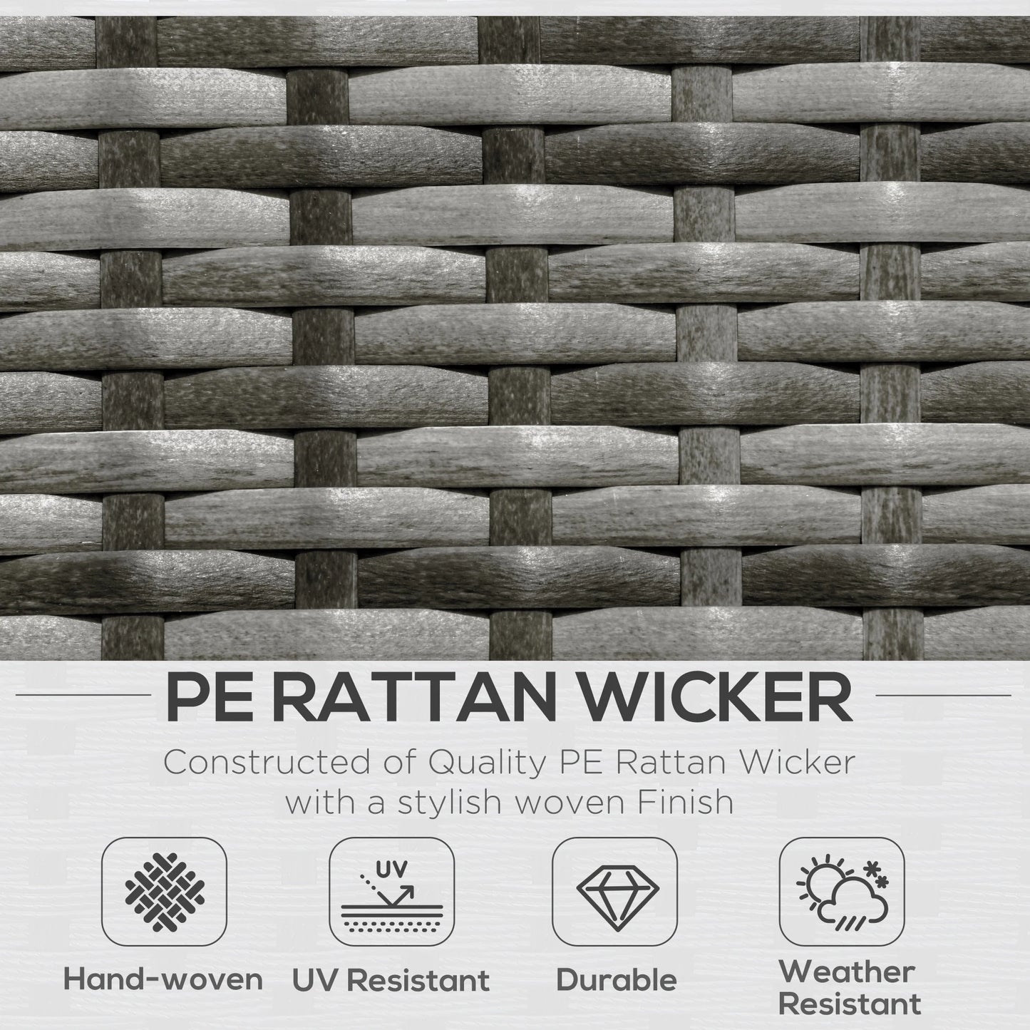 6 Pieces Patio Furniture Sets Outdoor Wicker All Weather PE Rattan Sectional Sofa Set with Ottoman, Cushions & Tempered Glass Desktop, Gray