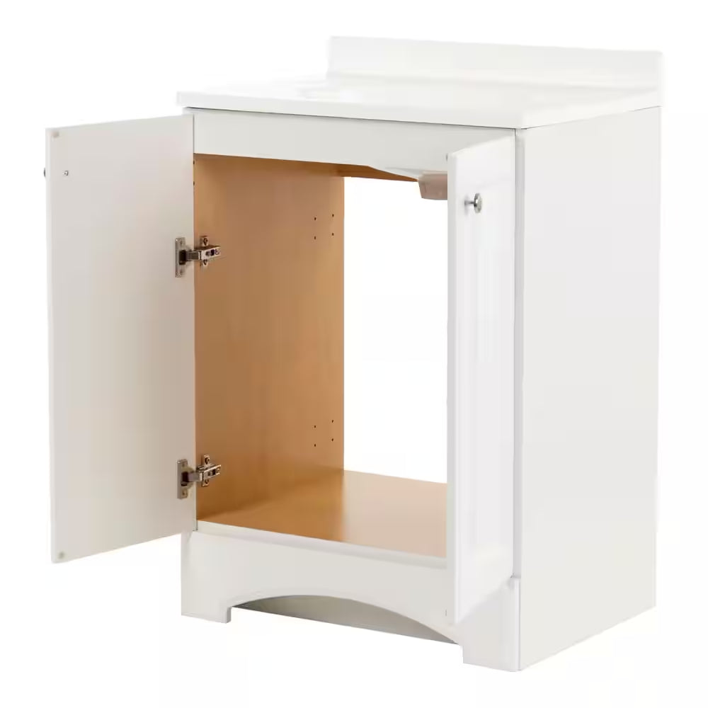 25 In. Single Sink White Bath Vanity with Cultured Marble Top (Assembled)