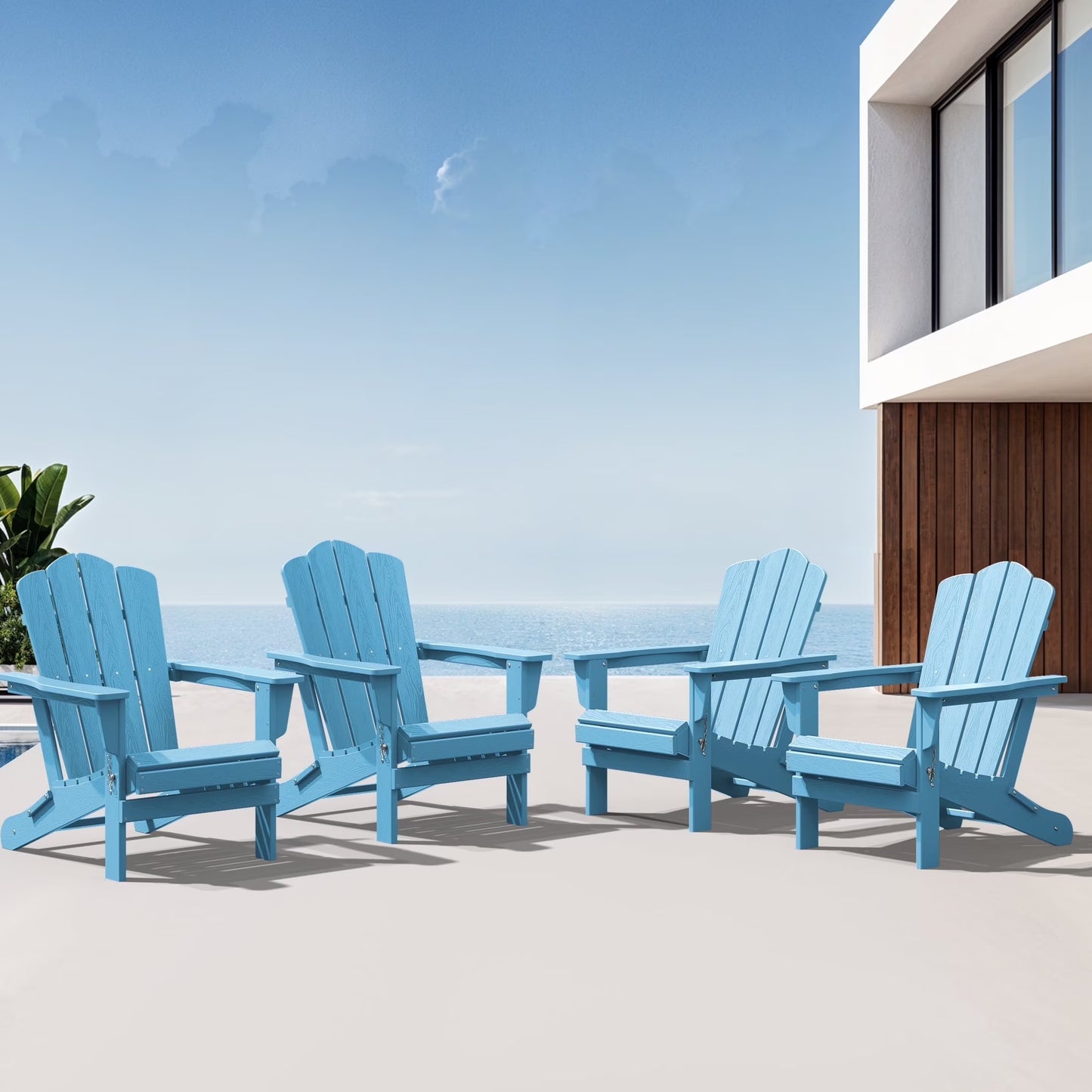 Adirondack Chair, Plastic Folding Outdoor Patio Lawn Chairs, outside HDPE Chairs for Lawn, Yard, Black