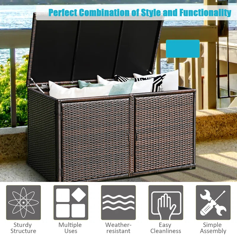 45'' W 88 Gallons Water Resistant Cabinet Deck Box in Brown