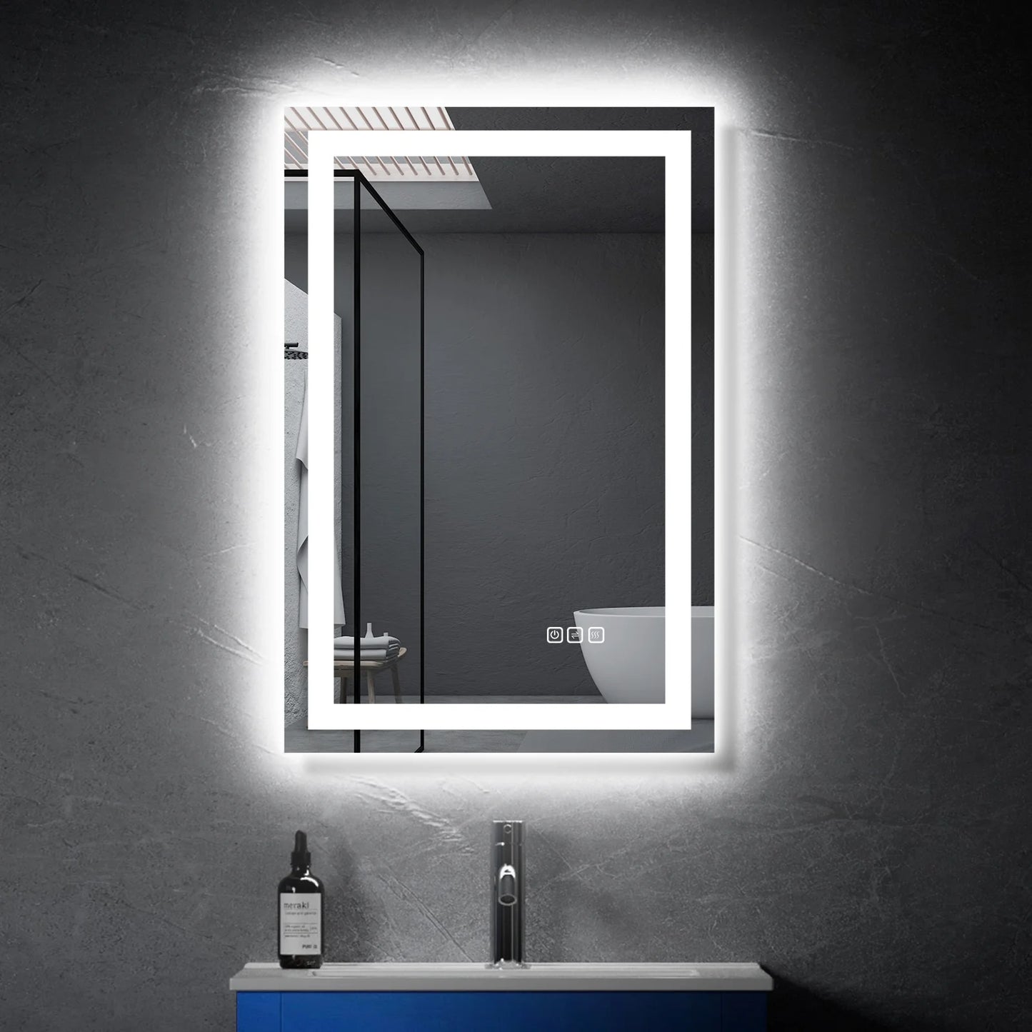 24” X 36” LED Bathroom Mirror with Lights, Wall Mounted Vanity Mirror with Front & Backlit, Anti-Fog, Dimmable Touch Control, Horizontal & Vertical Installation