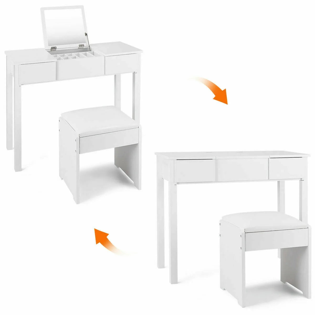 White Vanity Dressing Table Furniture Stool Storage Box