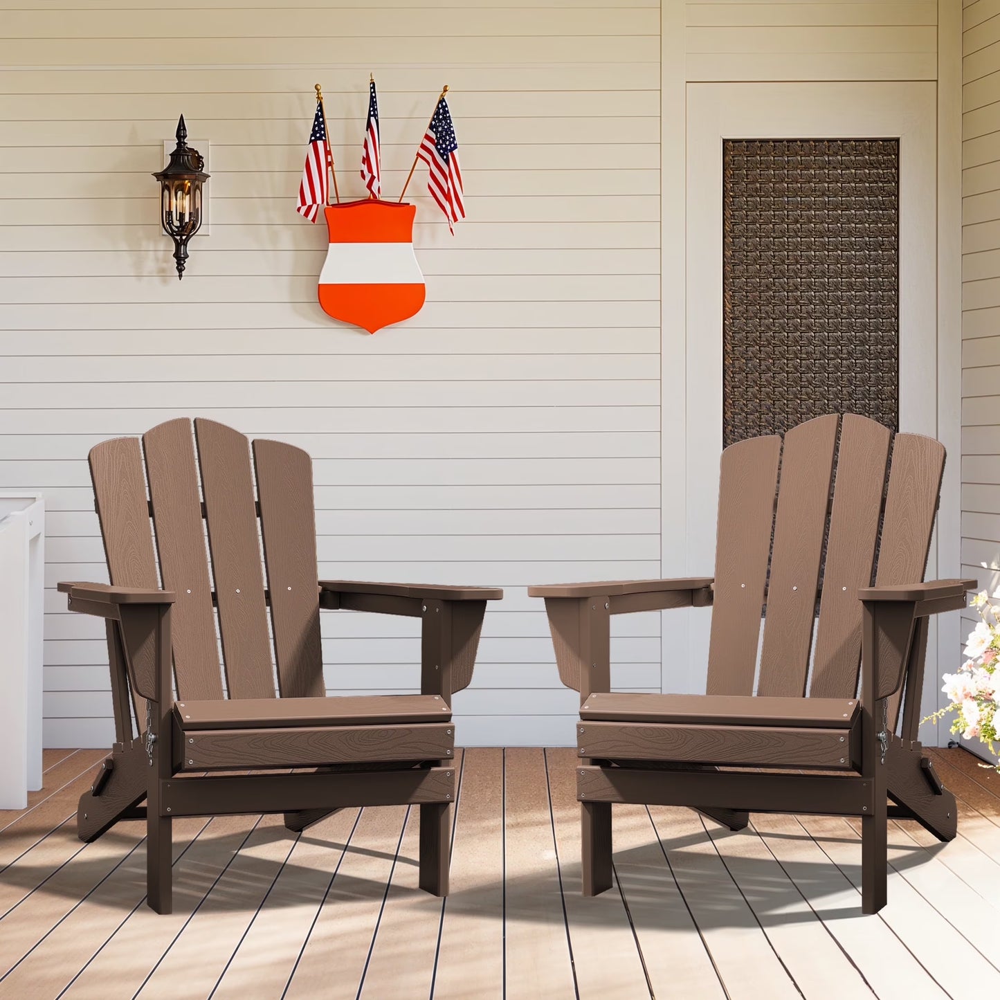 Adirondack Chair, Plastic Folding Outdoor Patio Lawn Chairs, outside HDPE Chairs for Lawn, Yard, Black