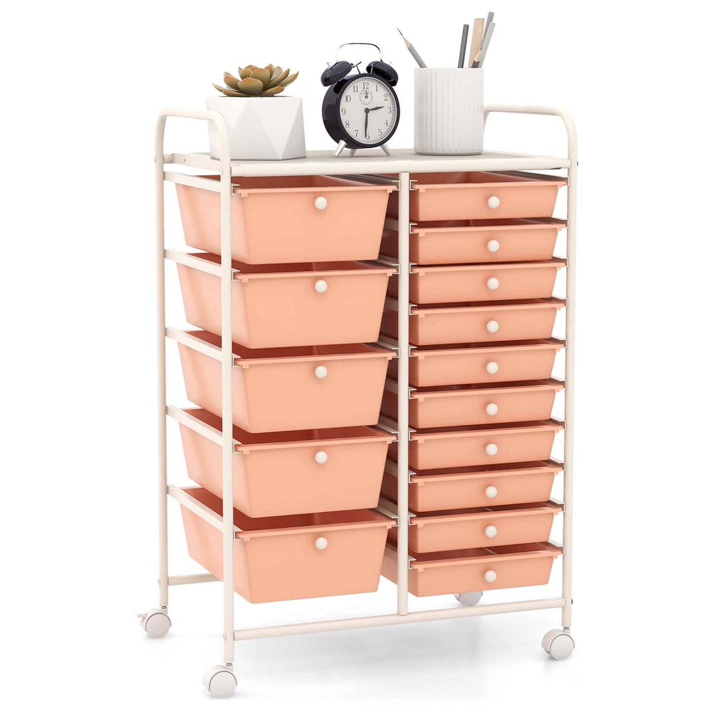 15 Drawer Rolling Storage Cart Tools Scrapbook Paper Office School Organizer Multi-Color